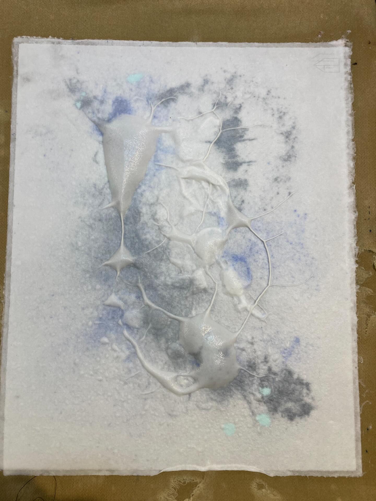 Paper making at the Paper_Foundation Burneside with Tom Frith-Powell and Jony Welton.
Real size paper this time, manipulated to incorporate creases and wavy edges, reflecting on the slippage of the glaciers and their lateral moraines.
Each piece has atmospheric carbon, sulphur and pumice trapped within the layers.#paper#atmosphere#papermaking#chamonixmontblanc🇫🇷#merdeglace