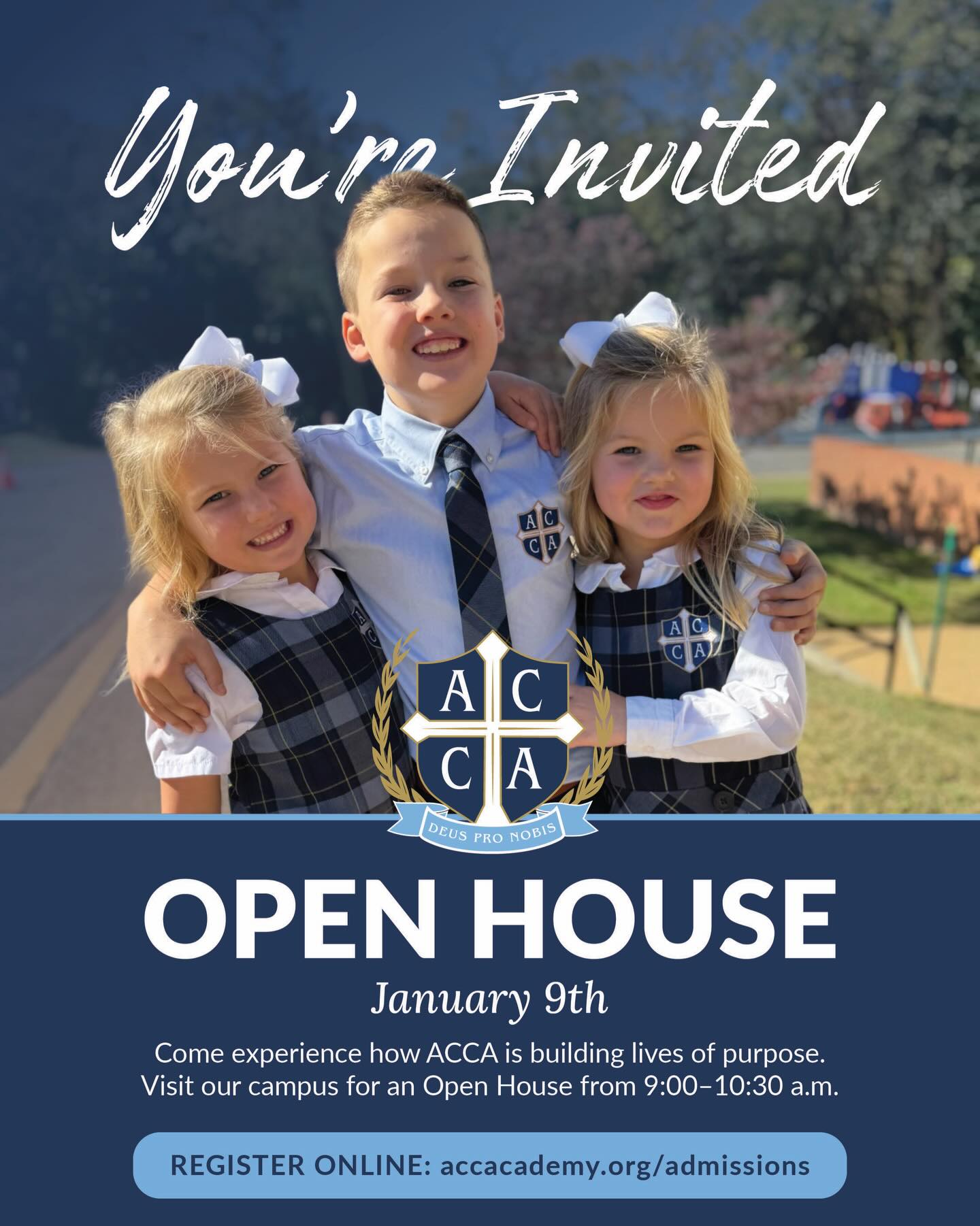 At ACCA, we’re building lives of purpose—shaping bright minds, faithful hearts, and joyful learners who love truth, goodness, and beauty. With small class sizes and experienced teachers, our students thrive in a Christ-centered community where they are known, loved, and challenged to do their best.
The best way to experience ACCA is by joining us for our final Open House of the admissions season, taking place after Christmas break. Hear from our Headmaster and students, step inside classrooms, and tour our six-acre campus—where learning, faith, and play come alive every day.
🗓 Friday, January 9 (Last Open House)
⏰ 9:00–10:30 a.m.
📌 Admissions applications are due January 23
🔗 Register at accacademy.org/admissions or through the link in our bio.
We can’t wait to welcome you to campus!
#classicalchristianeducation #classicalchristianschool #truthgoodnessbeauty #heartsoulmind #alexandriava