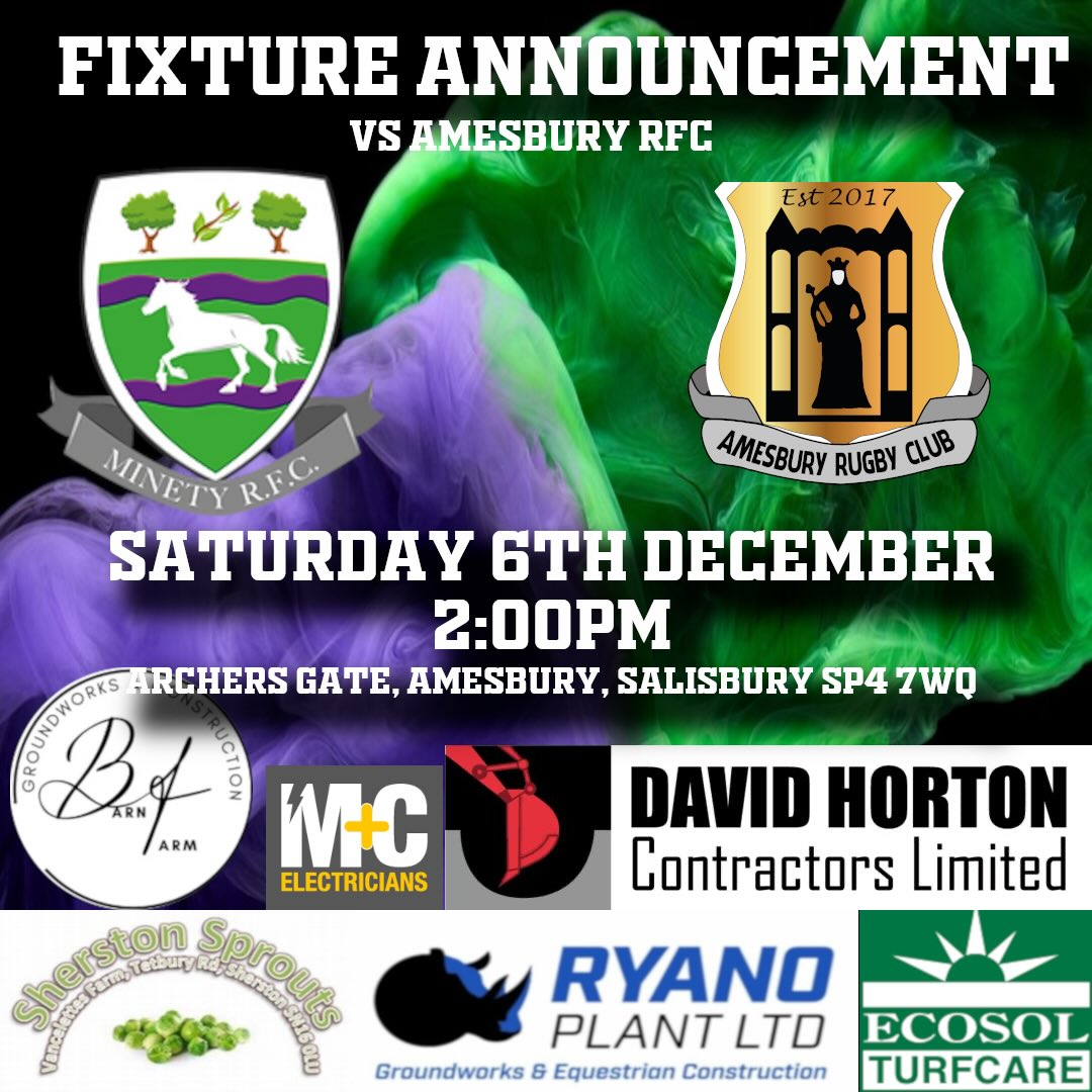 🟢💜 GAME WEEK HYPE! 💜🟢
Our attention now turns to Amesbury Away this Saturday… and we’re coming in full force! 💪🔥
Minety are ready to make a statement 👊🟢💜
📍 Amesbury
⏰ 2pm Kick-Off — Saturday
Let’s bring the support, bring the energy, and bring home the points!
💜🟢 MINETY ON THE MOVE! 🟢💜
#MinetyRFC #GreenAndPurple #GameWeek