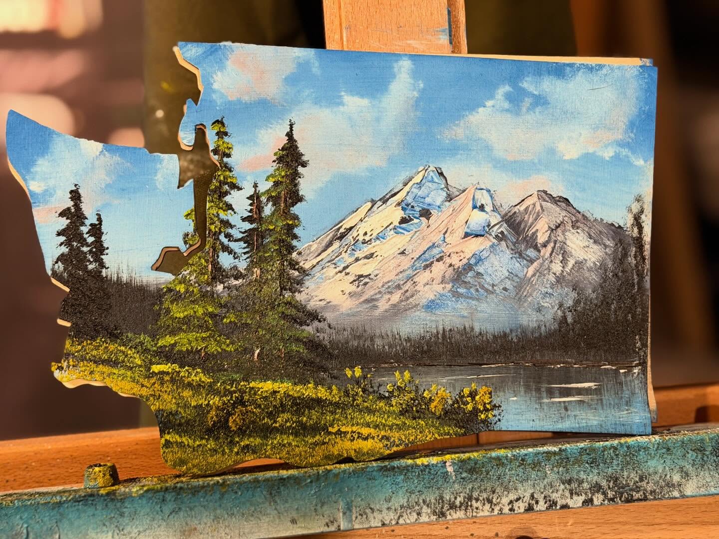 10 inch oil on wood panel. Let me know what you think! #oilpainting #bobross #fyp #landscape #art