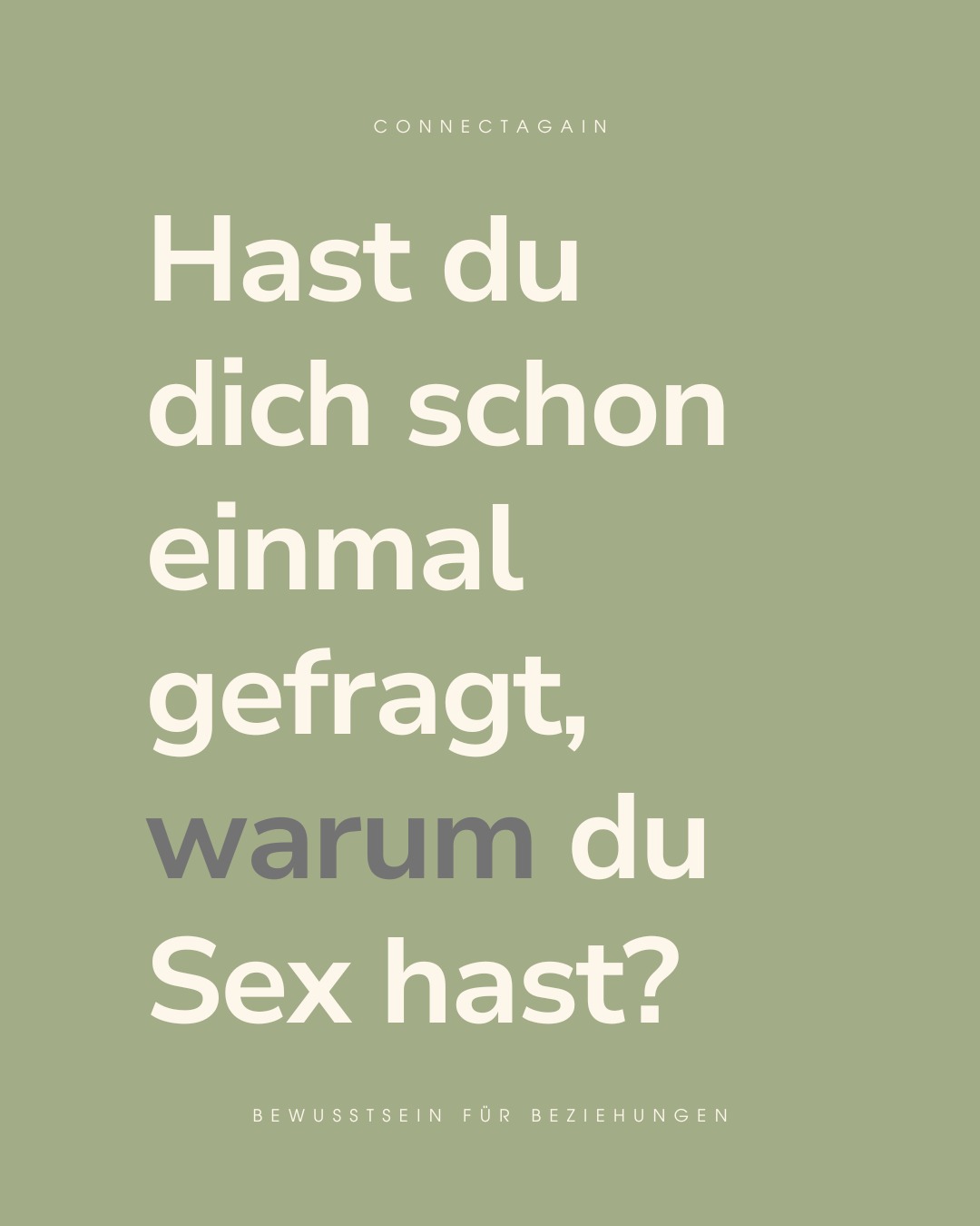 Sex können wir mitunter alle haben, wenn wir ihn nur auf einer rein körperlichen Ebene betrachten. Doch es gibt immer auch eine persönliche Beziehungsebene, die entscheidet, ob wir Sex wollen – oder eben nicht.
Gerade bei sexueller Unlust ist es wichtig, sich ehrlich zu fragen: Warum habe ich eigentlich Sex? Welches Bedürfnis versuche ich dadurch zu erfüllen – oder umgekehrt: Was könnte ich mit meiner Unlust vielleicht vermeiden?
Sexuelle Unlust oder ein ungleiches Begehren ist eines der häufigsten Themen, mit denen Paare in die Sexualtherapie kommen. Neben vielen anderen Aspekten schauen wir uns dort auch an, aus welchen Gründen Paare überhaupt miteinander schlafen.
#beziehungsarbeit #sexualitätverstehen #intimität #lustundnähe #paartherapie #bewusstebeziehung #emotionaleintimität #achtsamesexualität #beziehungskompetenz #konfliktundnähe