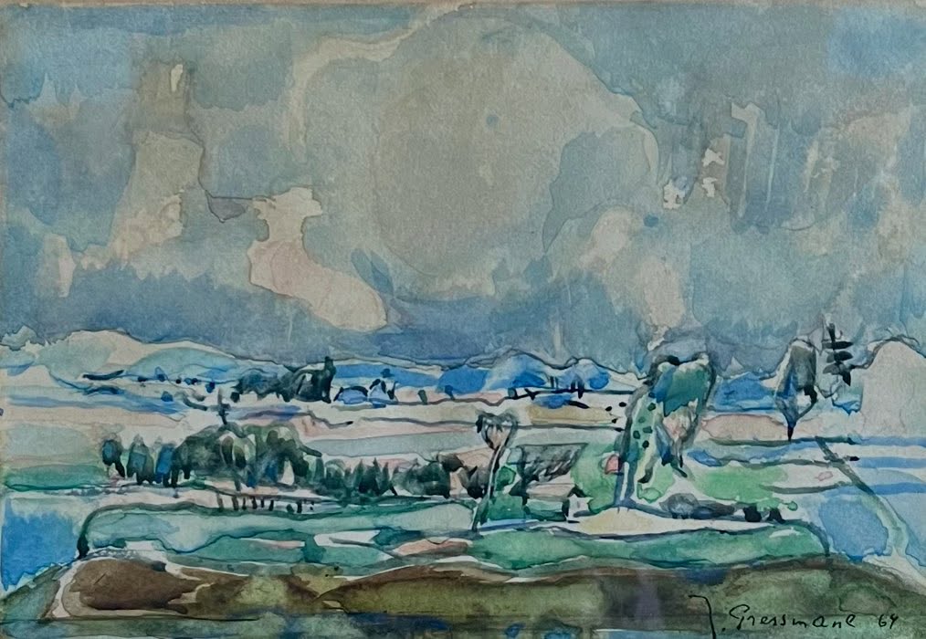 #offrezdelart #avendre #forsale
Un artiste de l’école de Paris, une délicate aquarelle dans un style expressionniste de Joseph Pressmane (1904-1967), dont l’une de ses peintures figure dans l’exposition L’École de Paris au musée de Montmartre actuellement.
À noter sa maîtrise parfaite de l’aquarelle qui laisse apercevoir par endroit la réserve de la feuille.
Paysage
Aquarelle
14x20,3 cm
Signée et datée 64 en bas à droite
Porte un envoi de l’artiste « Pour Monsieur et Madame Jacqueline et Pierre Carrus cordialement 13.11.64 J.Pressmane
Prix : 🔴vendu
👨🏼🎨Joseph Pressmane, né en 1904 à Berestetchko en Ukraine, se forme très jeune à la peinture avant d’étudier aux Beaux-Arts de Lwów puis de Varsovie. En 1927, poussé par l’admiration qu’il porte à Cézanne et aux maîtres qu’il découvre au Louvre, il s’installe à Paris où il travaille à l’Académie Ranson sous la direction de Roger Bissière. Ses débuts sont prometteurs, notamment grâce au soutien du marchand d’art Zborowski, mais la mort soudaine de ce dernier le plonge dans l’incertitude et de longues années de difficultés matérielles. Durant la Seconde Guerre mondiale, il doit se cacher pour survivre, expérience qui marque durablement sa sensibilité artistique. Après 1945, il retrouve son élan créatif, participe à la fondation des Peintres témoins de leur temps et obtient une reconnaissance tardive mais réelle, notamment avec le Prix de la Critique puis le Prix Bührle au début des années 1950. Son œuvre, ancrée dans la tradition figurative de l’École de Paris, se distingue par une palette vibrante, des paysages et natures mortes empreints d’intériorité et une lumière délicate. Jusqu’à sa mort en 1967, Pressmane poursuit une peinture à la fois humble et profondément expressive, aujourd’hui recherchée pour la sincérité et la vigueur qui s’en dégagent.
📍Visible sur rendez-vous.
Collection Stéphanie Peyrissac et @geraldinegoldwaser
9 avenue de Lamballe 75016 Paris
☎️ +33 6 11 72 55 88
📧 contact@collectionstephaniepeyrissac