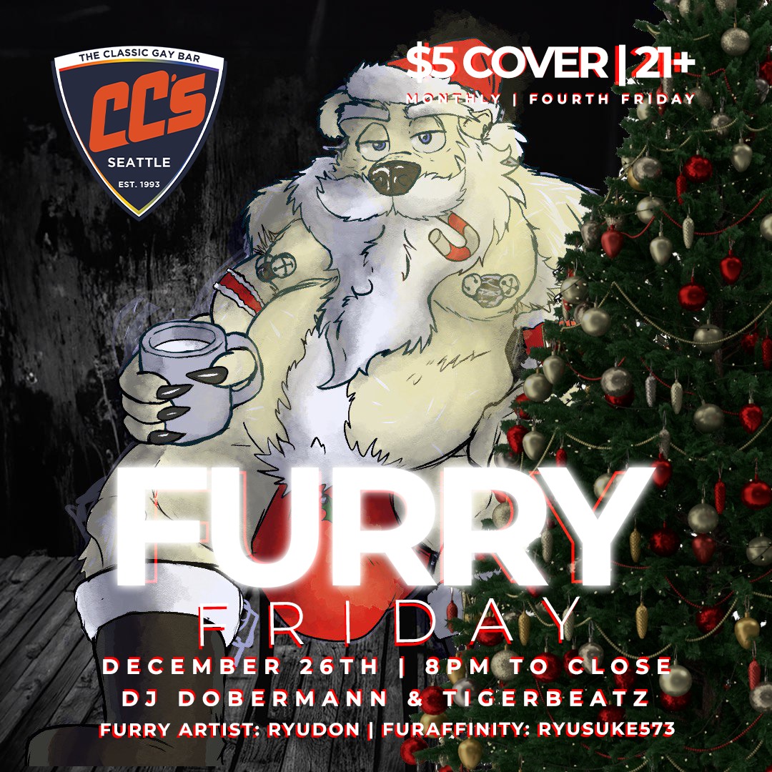 Feat: Dobermann & Tigerbeatz
Grab your fursuit/murrsuit/onesie, pup hoods, ears, tails, and/or gear. Get your tail-wag on and enjoy some boops, tummy rubs, scritches, and nuzzles.
Furry Friday is an anthropomorphic-focused night about Fursona expression. Expect a night with great music by local DJs, DJ lighting, drinks, dancing, and socializing.
Five Slightly Furry Ciders on tap: Witches' Tree (Cherry), Snepberry (Cranberry), Pineapp-Owl (Pineapple), and Purrrfectly Pear (Pear - Limited Edition).
$5 Cover: Cash or Card at the door.
FURRY ARTIST: Ryudon | FURAFFINITY: ryusuke573