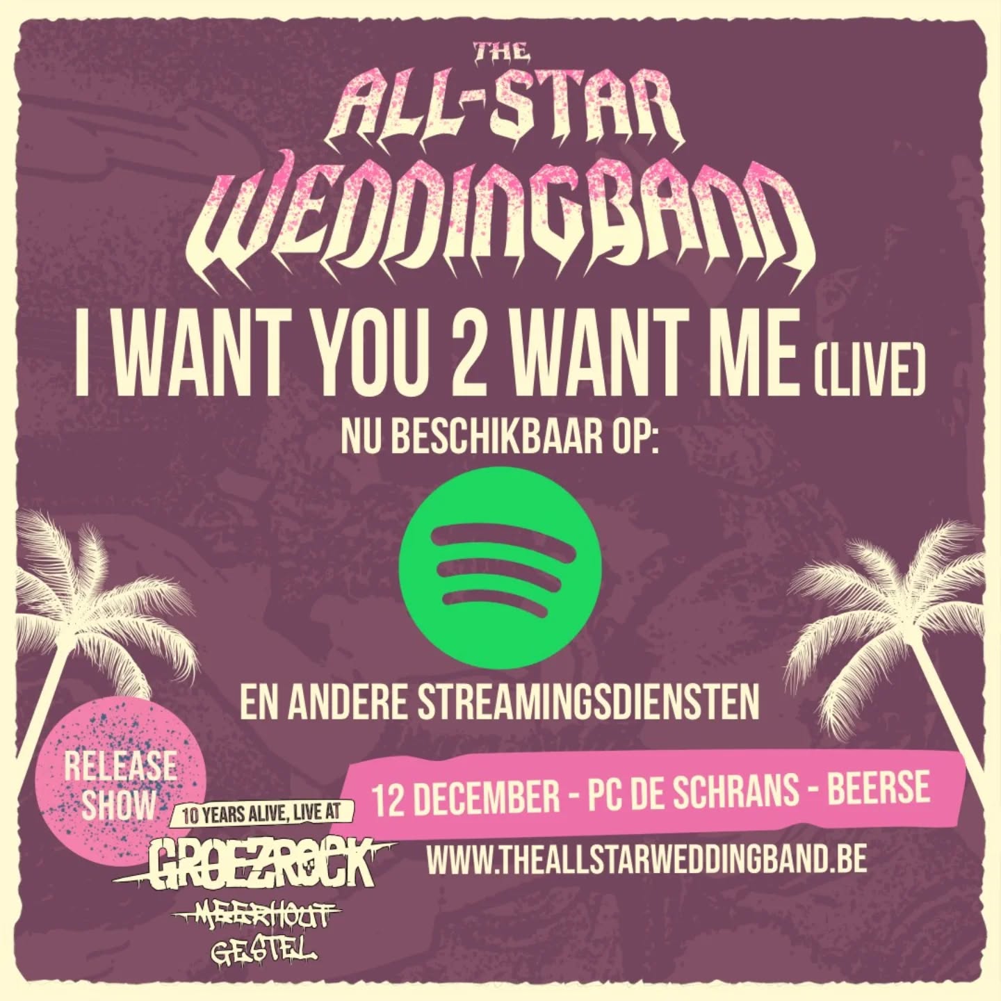๐ฅNEW - I WANT YOU 2 WANT ME๐ฅ
12 Dec WE PARTY
BEERSE - PC DE SCHRANS
https://open.spotify.com/track/0c4d7Puke5wwWzE2nkULyn?si=p5ftQppbQOWFJROjjytTRw
