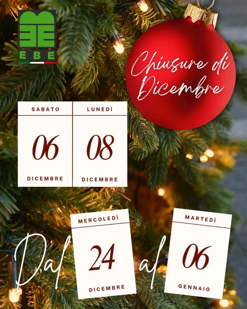 Tempo di Feste, Tempo di piccole pause! 🎄✨
Vi informiamo sul calendario di chiusura del nostro showroom e uffici per le prossime festività:
🗓️Sabato 6 dicembre: Chiuso
🗓️Lunedì 8 dicembre: Chiuso
🎄🎄🎄🎄🎄🎄🎄🎄🎄
Chiusura Natalizia:
Saremo chiusi dal 24 dicembre al 6 gennaio compresi.
🥂🥂🥂🥂🥂🥂🥂🥂🥂
Affrettatevi!
Se avete ancora un progetto da definire prima della fine dell'anno, vi aspettiamo in Showroom.
Cogliamo l'occasione per augurarvi fin da ora un periodo pieno di luce e serenità. 🥂
#EbePorte #ChiusureFestività #Natale2025 #Orari #Dicembre #PorteInterne #HomeDesign #Feste #Auguri #Showroom #RistrutturareCasa