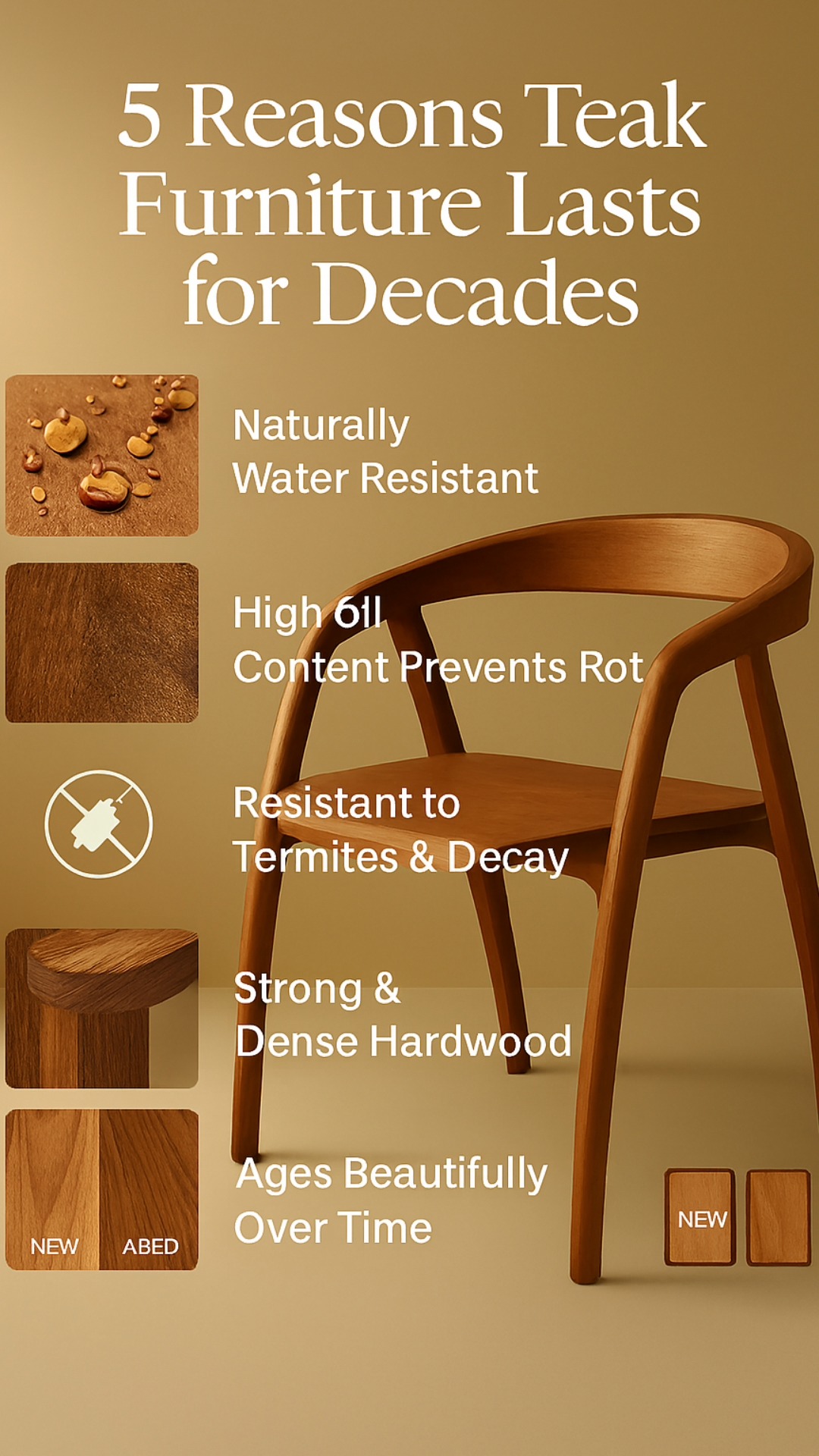 Teak furniture that stands the test of time — resisting the elements, aging with elegance, and built for generations.
#TeakTimelessness #PremiumCraftsmanship #DesignThatLasts #WarmWoodElegance #FurnitureLegacy #ModernHeritage #TeakEssentials