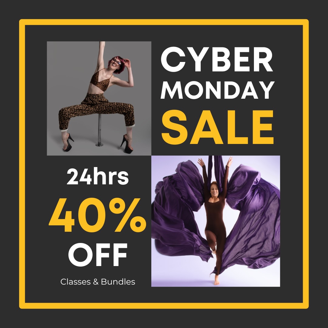 ⭐️ 24HR CYBER MONDAY SALE! ⭐️! 👏🤩
40% off ALL our services for 24 hrs. Including :
Bundles (code: ‘CYBERBUNDLE’)
Drop-in classes
Workshops
1-1 online training with @heidikarinaonyx
Apply your discount TODAY on all services, set your dates! with the promo code “ONYXCYBERMONDAY”.
https://www.onyxaerialfitness.co.uk/
Don’t miss out on this incredible offer to join our classes at a great price this December!
See you soon 💓🤩
#cybermonday #sale #aerial #dance #devon