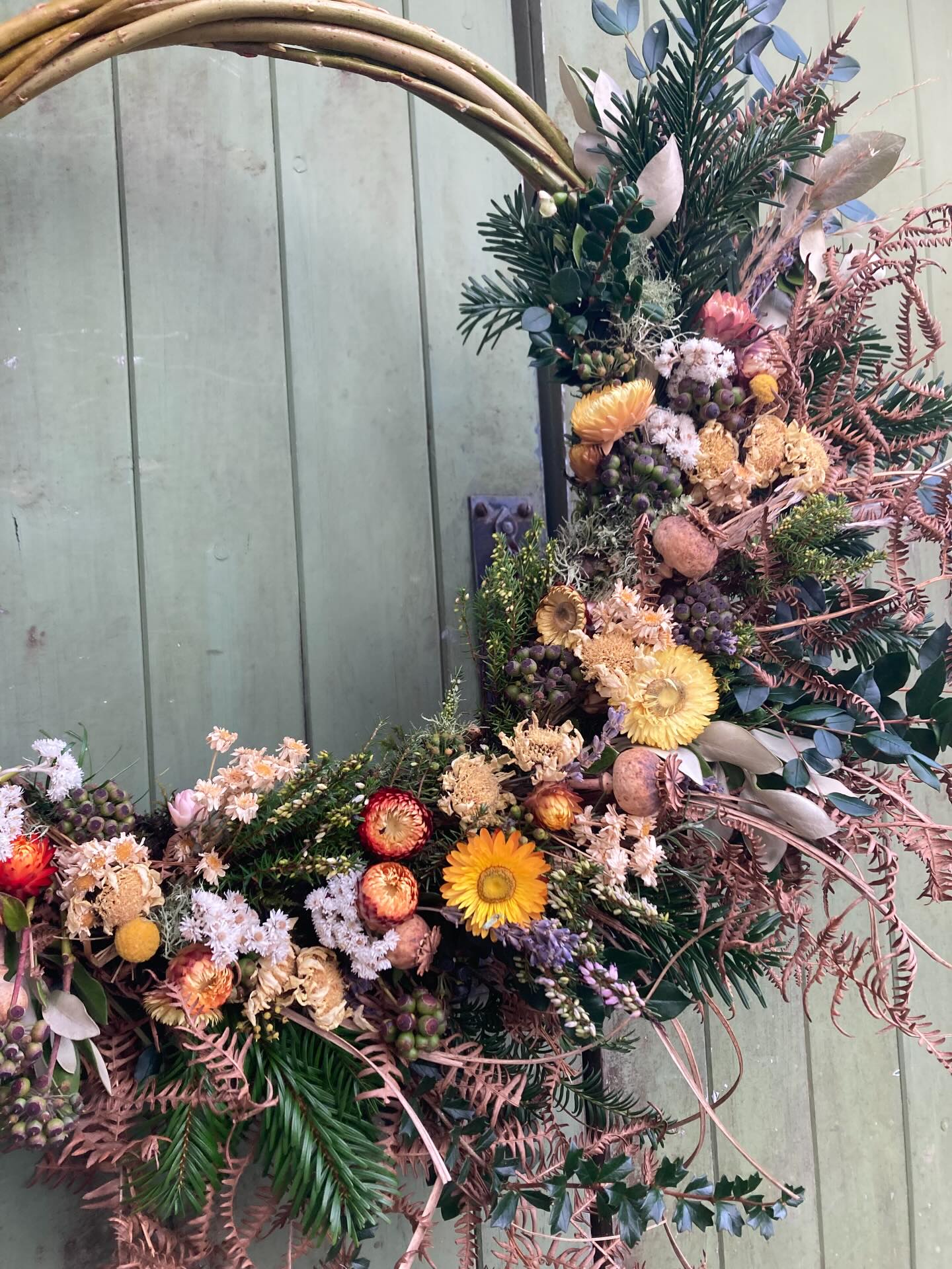 Dried flower wreaths getting ready to sell @potager_garden Christmas market on 7th December. These beauties will last and soften and change over months - not just for Christmas - a beautiful celebration of the abundance of nature.
#wreath #driedflowerwreath #cornwall #potagermarket #creativity