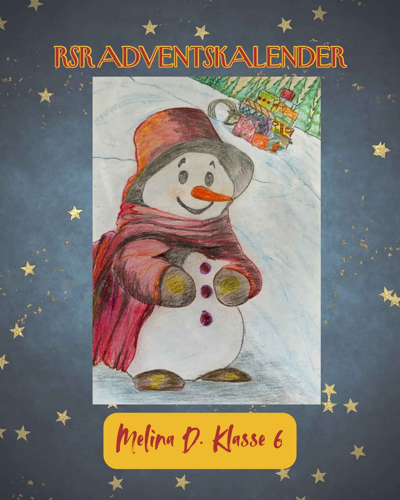 Hinter Türchen 2 versteckt sich ein zauberhafter Schneemann! So kreativ und liebevoll gezeichnet - ein echtes Winterkunstwerk! #rsrachern #achern