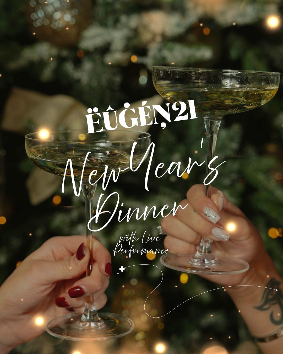 🥂 Ring in the New Year with us at Euegn21!
Celebrate the last night of the year in a breathtaking atmosphere and indulge in an unforgettable culinary experience – enhanced by a captivating live performance that will make your evening truly extraordinary.
Enjoy a refined five-course menu and treat yourself to sweet creations at the live dessert station, all accompanied by live music that sets the perfect tone for a magical evening.
✨ Reserve your table now and make this New Year’s Eve truly special! - Link in bio