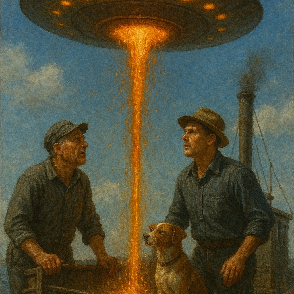 On June 21, 1947, Harold Dahl, his son Charles, and their dog Sparky were on a salvage boat near Maury Island when they allegedly encountered six donut-shaped flying UFO discs.
One UFO disc malfunctioned, descended, and dropped molten material and debris onto the boat, killing Sparky and burning Charles's arm.
Harold Dahl claimed a man in a dark suit later warned him not to discuss the event, hinting at serious consequences if he did. Harold Dahl and his employer, Fred Crisman, reported the UFO incident, which was widely regarded as a hoax to sell stories to Palmer's magazine, according to one source.
#mauryisland #mauryislandufo #harolddahl #fredcrisman #donutufo #ufo #uap #ufosighting #uapsighting #ufology #aliens #aliensarereal #arealiensreal #exosolariaunion