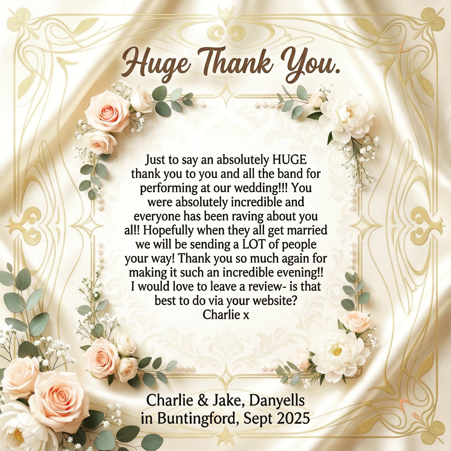 Our favourite kind of emails ❤️
.
.
.
#livemusic #weddingmusic #eventprofs #weddinginspiration #eventplanning #party #band #london #wedding #weddingplanner #weddingband #partyband #singers #entertainment #coversband #celebration #luxuryevents #showband #coversband #eventprofsuk #instagood #instawedding #luxurywedding #bestband #bestparty #weddingmusicentertainment #weddingparty #weddingreception #potd #brideandgroom