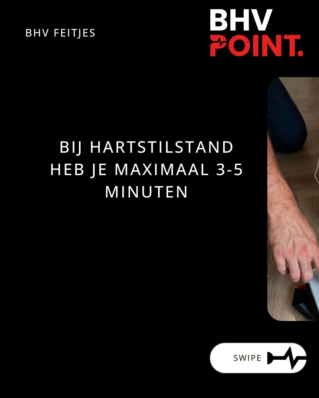 Bij een hartstilstand heb je MAXIMAAL 3-5 minuten… Daarna begint onherstelbare hersenschade.
Elke minuut zonder AED daalt de overlevingskans met 10%.
Met AED binnen 3 minuten: overlevingskans tot 70%.
Met AED na 8 minuten: minder dan 20%.
Je AED hangt in de hal, Op de 3e verdieping,Achter slot, Of gewoon… niemand weet waar-ie
hangt.
Is jouw AED binnen 3 minuten bij het slachtoffer?
Echt? Laat het weten👇
#veiligheid #safetyfirst #bedrijfshulpverlening #BHV #ehbo #veiligheidsbewustzijn
#bedrijfsveiligheid #veiligewerk #noodsituaties #levensreddendhandelen #praktijkgerichteopleiding
#eerstehulp #AED #hartstilstand #reanimatie #BHVpoint #TeamBHVpoint #BHVpointTraining
#putten #Veluwe #Ermelo #Harderwijk #nijkerk