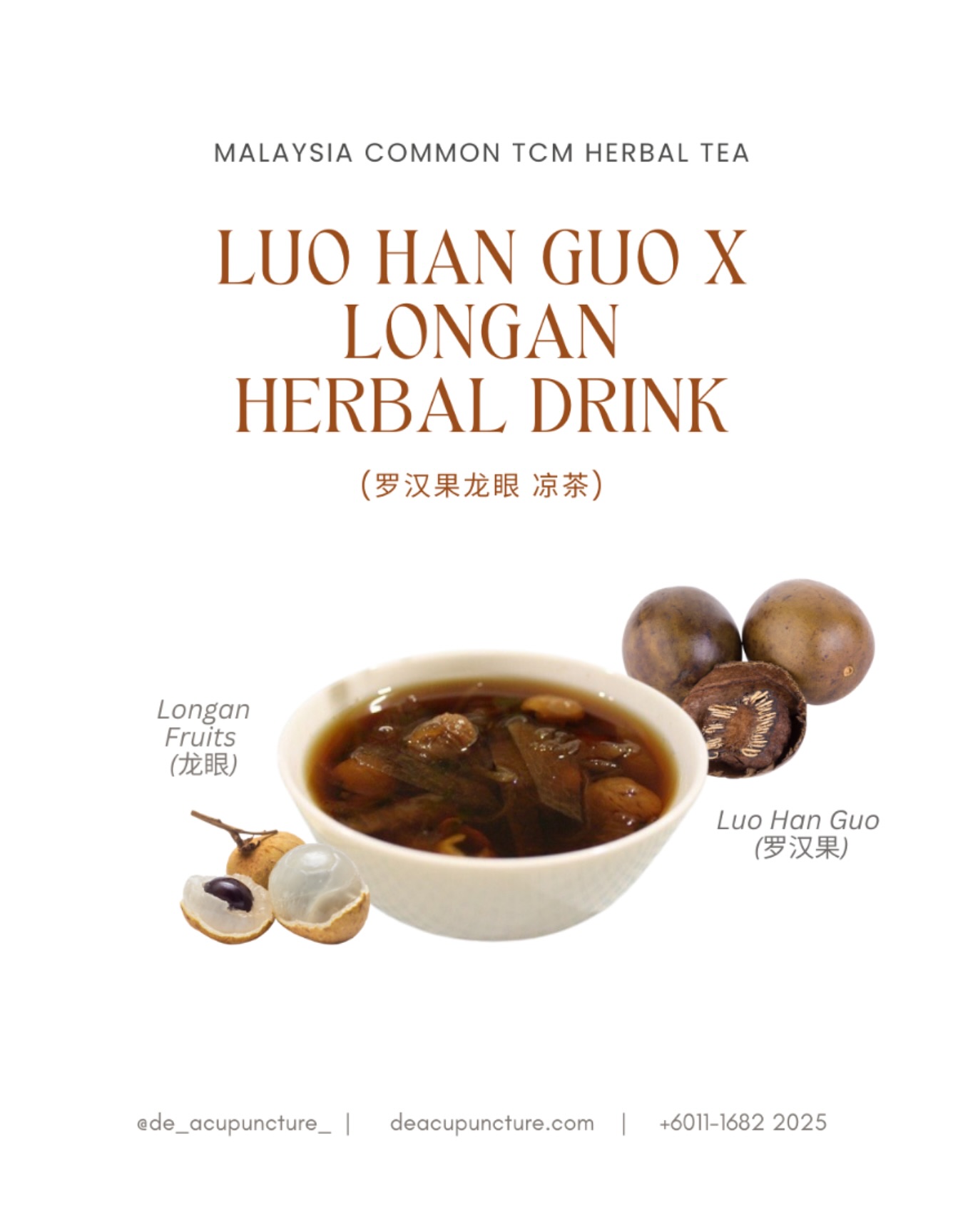 A Sweet and Healthy Elixir🥤 — Luo Han Guo and Longan Tea
This delightful herbal tea combines the natural sweetness of Luo Han Guo (Monk Fruit) with the nourishing properties of Longan.
It’s a perfect drink to soothe your throat, calm your mind, and boost your overall well-being.
Ingredients:
💛 Dried Luo Han Guo
💛 Dried Longan
💛 Hot water
Instructions:
1️⃣ Boil the Water:
Bring a pot of water to a boil.
2️⃣ Add Ingredients:
Place the dried Luo Han Guo and Longan into a teapot or mug.
3️⃣ Steep:
Pour the hot water over the ingredients and let it steep for 5-10 minutes.
4️⃣ Strain and Enjoy:
Strain the tea and savor the sweet and calming flavor.
Why You’ll Love This Tea:
💕 Natural Sweetness:
Luo Han Guo is a natural sweetener, making it a healthier alternative to sugar.
💕 Nourishing:
Longan is rich in vitamins and minerals, promoting vitality and energy.
💕 Soothing:
This tea can help soothe a sore throat and calm the mind.
💕 Digestive Aid:
It can aid digestion and relieve bloating.
So, the next time you’re craving a sweet and healthy drink, try this Luo Han Guo and Longan tea. It’s a delicious and refreshing way to nourish your body and soul.
_
#traditionalchinesemedicine #中医 #tcm #wellness #health #mindfulness #selfcare #malaysia #KL #PJ #de_acupuncture_ #医心医意中医坊
#DeAcupuncturexHerbsCentre
//
👩🏻⚕️医心医意中医坊
De Acupuncture x Herbs Centre
🇲🇾Certified TCM Practitioners
📣Appointment only, no walk-ins
📍Subang Jaya USJ 1 诊所
🈺Tue-Sat 9am-6pm
☎️WhatsApp 011-1682-2025
🌐deacupuncture.com