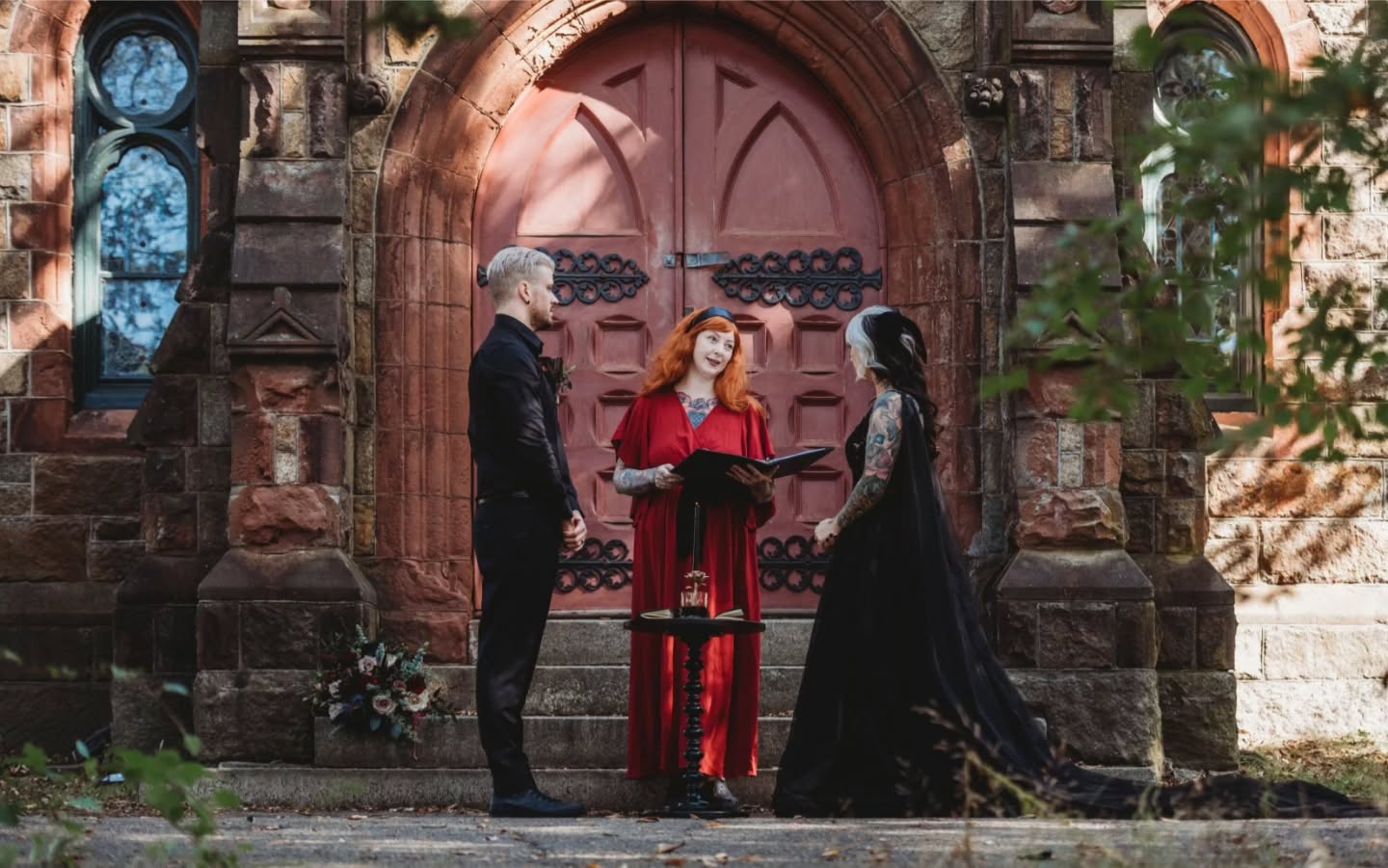 Part I! Sarah & Keegan traveled from New York to elope in Salem – they had gotten engaged in front of the Witch House, and knew they wanted to return to Salem to say their vows! They envisioned something simple, intimate, private, and darkly moody… and the quiet space outside Dickson Chapel at Greenlawn Cemetery was the perfect match. From their first horror movie date to the life they’ve built with their two kids and four cats, they wanted to honor the steady, enduring bond that’s carried them through every chapter. So they chose a Corpse Bride–inspired ritual with wine, flame, and rings before sealing it all with a kiss! It was the perfect dark-and-moody Salem elopement they’d imagined. 🖤🕯💍🍷
📸 @thewitchtographer
💄 @wickedmakeupboston
#salem #salemmassachusetts #darkromance #wedding #elopement