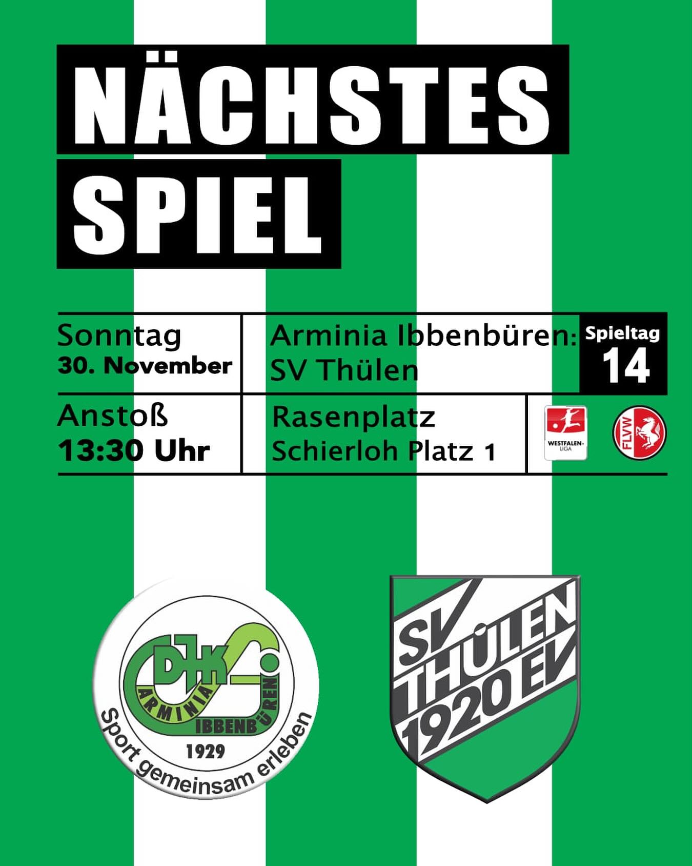 ⚽ SVT-Damen reisen nach Ibbenbüren ins Tecklenburger Land ⚽
Am ersten Spieltag der Rückrunde steht für die Fußballdamen des SV Thülen das Auswärtsspiel bei der DJK Arminia Ibbenbüren auf dem Programm.
Der Gastgeber aus dem Kreis Steinfurt im Tecklenburger Land belegt mit 22 Punkten und einem Torverhältnis von 23:11 aktuell den 7. Tabellenplatz. Mit nur 11 Gegentoren aus 13 Partien trifft der SVT auf die zweitbeste Abwehr in der Liga.
Das zeigen auch die letzten drei Vergleiche zwischen den Grün-Weißen und der Arminia.
Lediglich beim ersten Aufeinandertreffen im Sommer letzten Jahres fielen beim 2:1 für die DJK Tore. Die beiden anderen Partien endeten jeweils mit einem torlosen Unentschieden.
Auf die Mannschaft vom Trainerduo Heinke/Werth wartet wieder eine schwere Aufgabe.
Auch wenn die Gäste aus dem HSK als Underdog in die Partie gehen werden, wollen sich die SVT-Kickerinnen so gut wie möglich verkaufen.
Anstoß der Partie ist am Sonntag, 30.11.2025, um 13:30 Uhr im Sportzentrum Schierloh in Ibbenbüren.