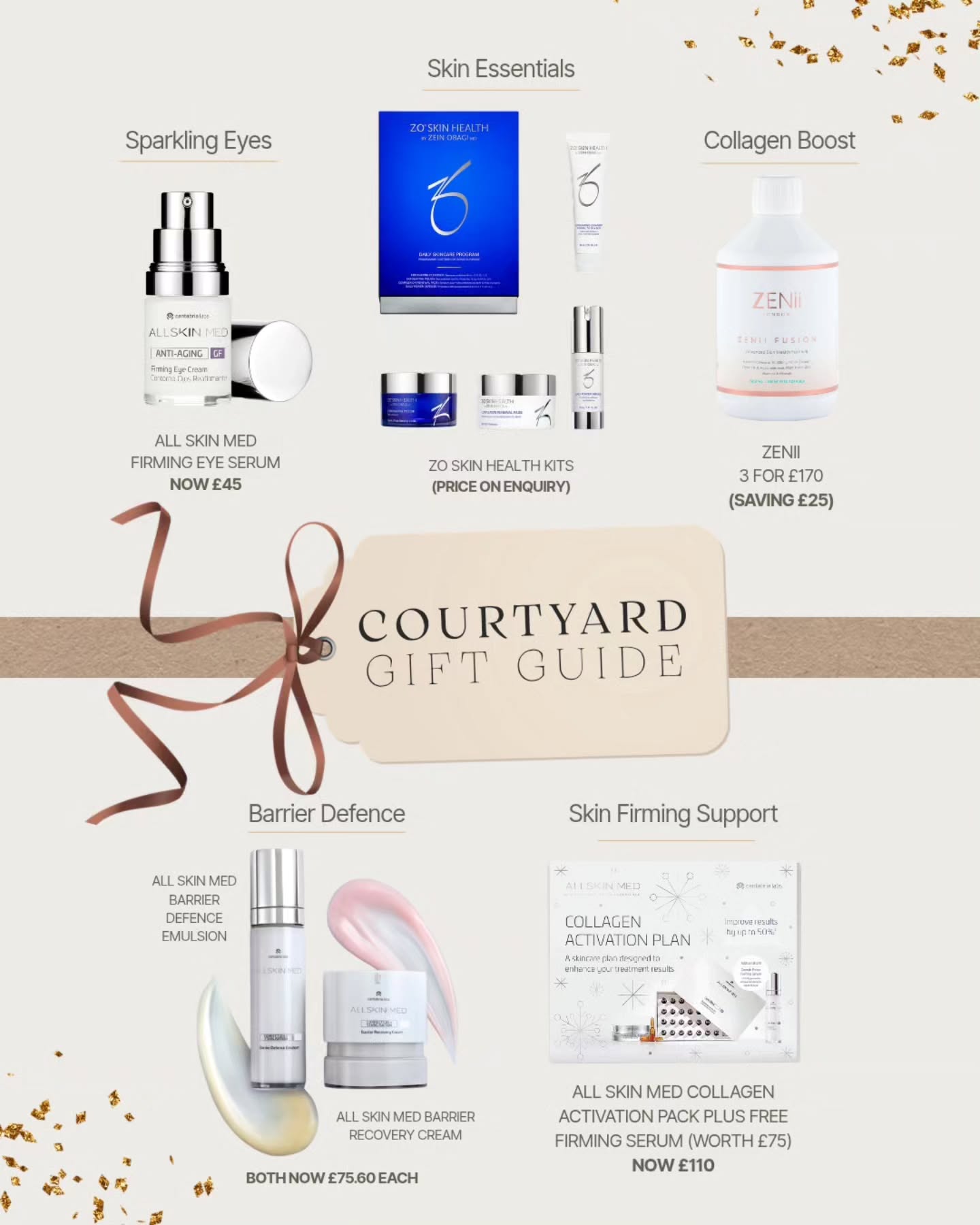 Give the gift of glowing skin ✨
Our Courtyard Gift Guide is here with exclusive offers on your favourite skincare essentials. From collagen boosts to barrier defence, discover the perfect present for everyone on your list - including you 🎁
Not sure what to choose? Then perhaps a Gift Card is the best option to let someone choose their own treat! You can purchase online NOW or pop in to the clinic to pick one up TODAY!
#christmas #christmasgift #giftguide