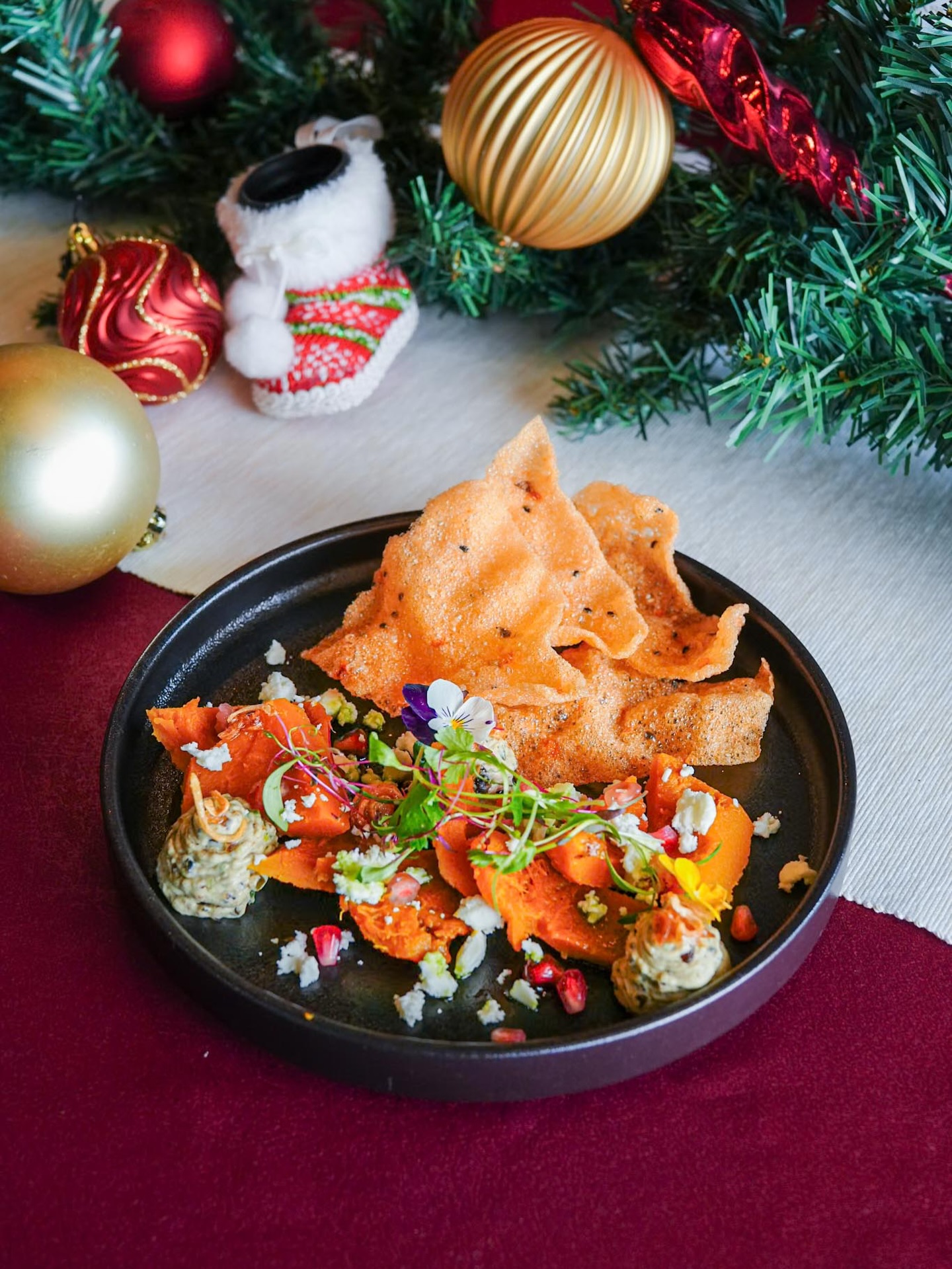 A little East, a little West, and a lot of Christmas charm. 🎄🥳 Our chilled roasted kabocha squash with century egg mascarpone is here for the season.