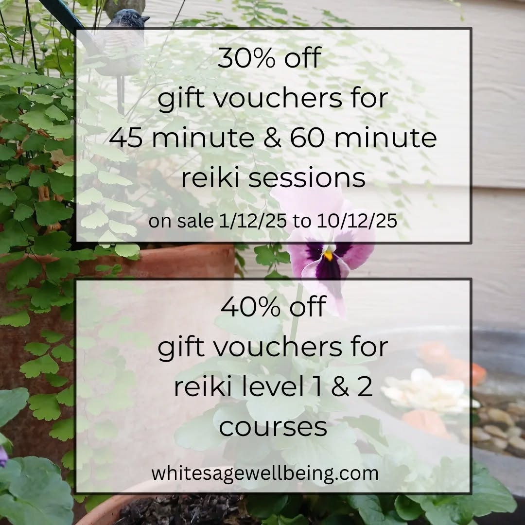 Christmas Specials
30% off reiki sessions
40% off reiki 1 & 2 courses
Invest in your wellbeing with this exclusive offer, perfect for treating yourself or as a thoughtful gift for someone special. This opportunity is available for a limited time, so act fast and secure your spot today!"
Available to purchase from 1/12/25 to 10/12/25 unless spaces are sold out beforehand. πππΌ
Valid for 6 months from date of purchase.