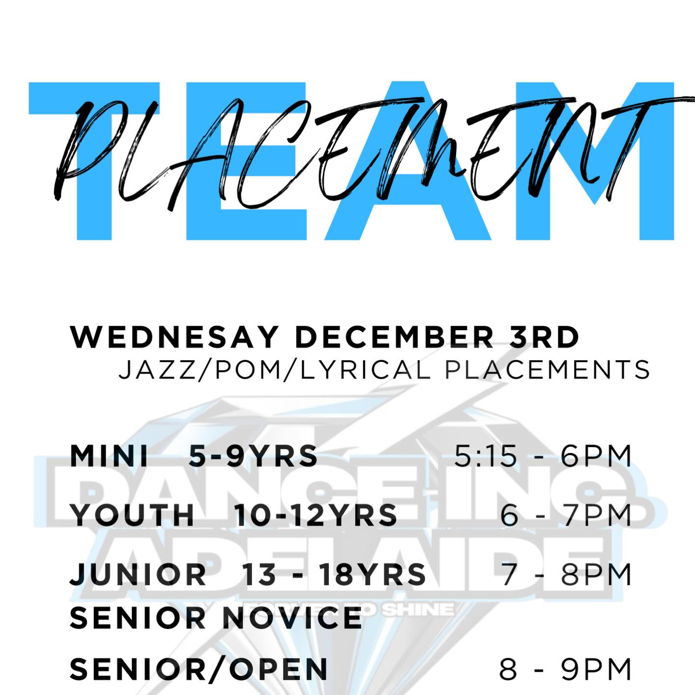 What’s on tonight? Our Lyrical, Jazz & Pom team placements 💙 we hope to see you there