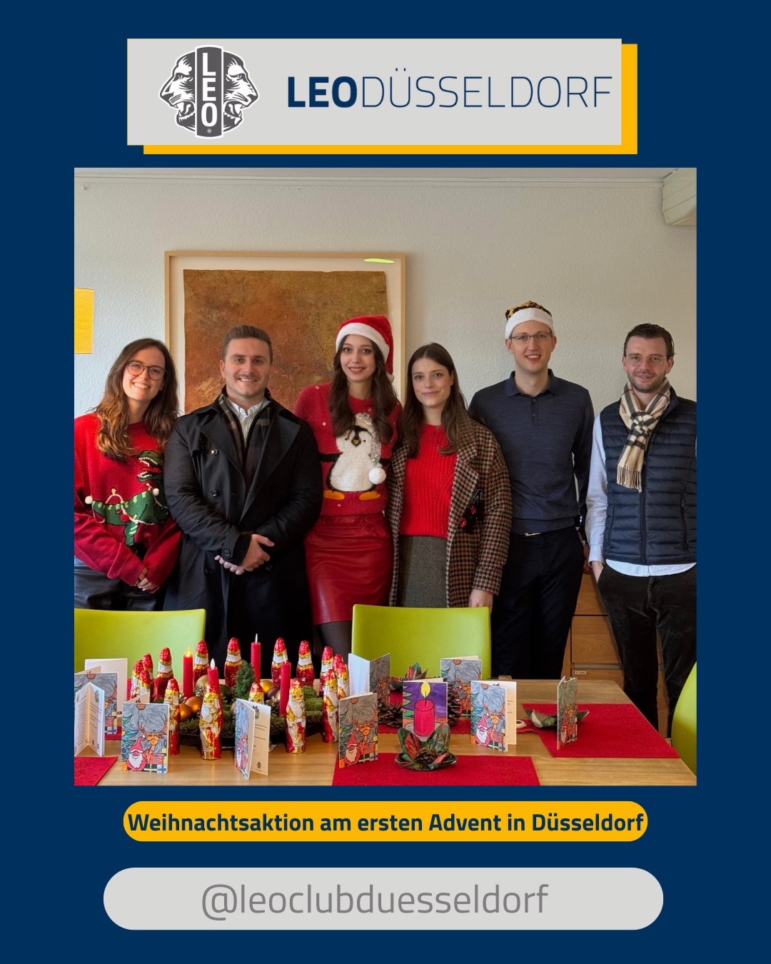 ✨Unsere diesjährige Weihnachtsaktion✨
Dank der Unterstützung vom LC Rhenania konnten wir am ersten Advent im Seniorenheim Kronenhaus und Curanum sowie im Hospiz am EVK in Bilk ganze 270 von uns unterschriebene Weihnachtskarten und Schokonikoläuse an die BewohnerInnen verschenken.
🎅🏼🎄✨🍫
Wir haben uns sehr über jedes Lächeln gefreut und wünschen allseits eine besinnliche Weihnachtszeit!
#leoclub #weserve #leoclubdüsseldorf