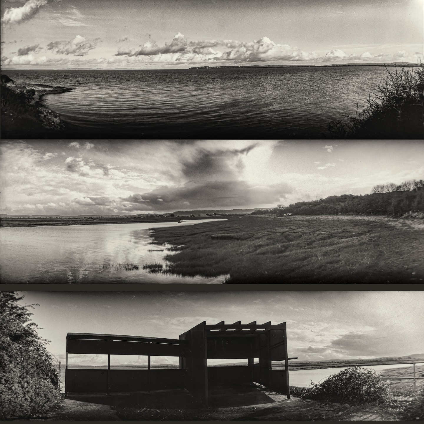 Severn Estuary high tide at St Thomas’s Head - captured with 1900s Kodak Panoram 4C onto X-ray film (9x30cm). #panoramic #antiquecamera #largeformatphotography
