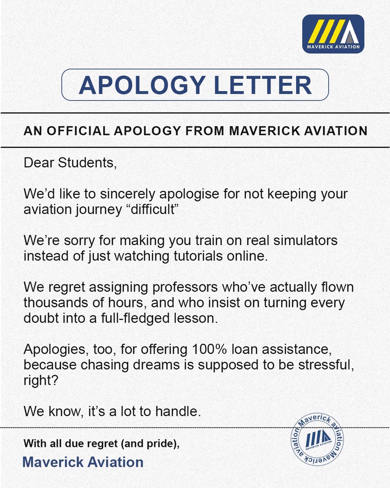 Sorry for the convenience, excellence & support!
#MaverickAviation #BeaMaverick
#pilot #pilottraining #pilotview #pilotlifestyle #piloteyes #pilotstuff #pilottrainingindia #mumbai #aviationmumbai #aviation #aviationworld #aviationgeeks