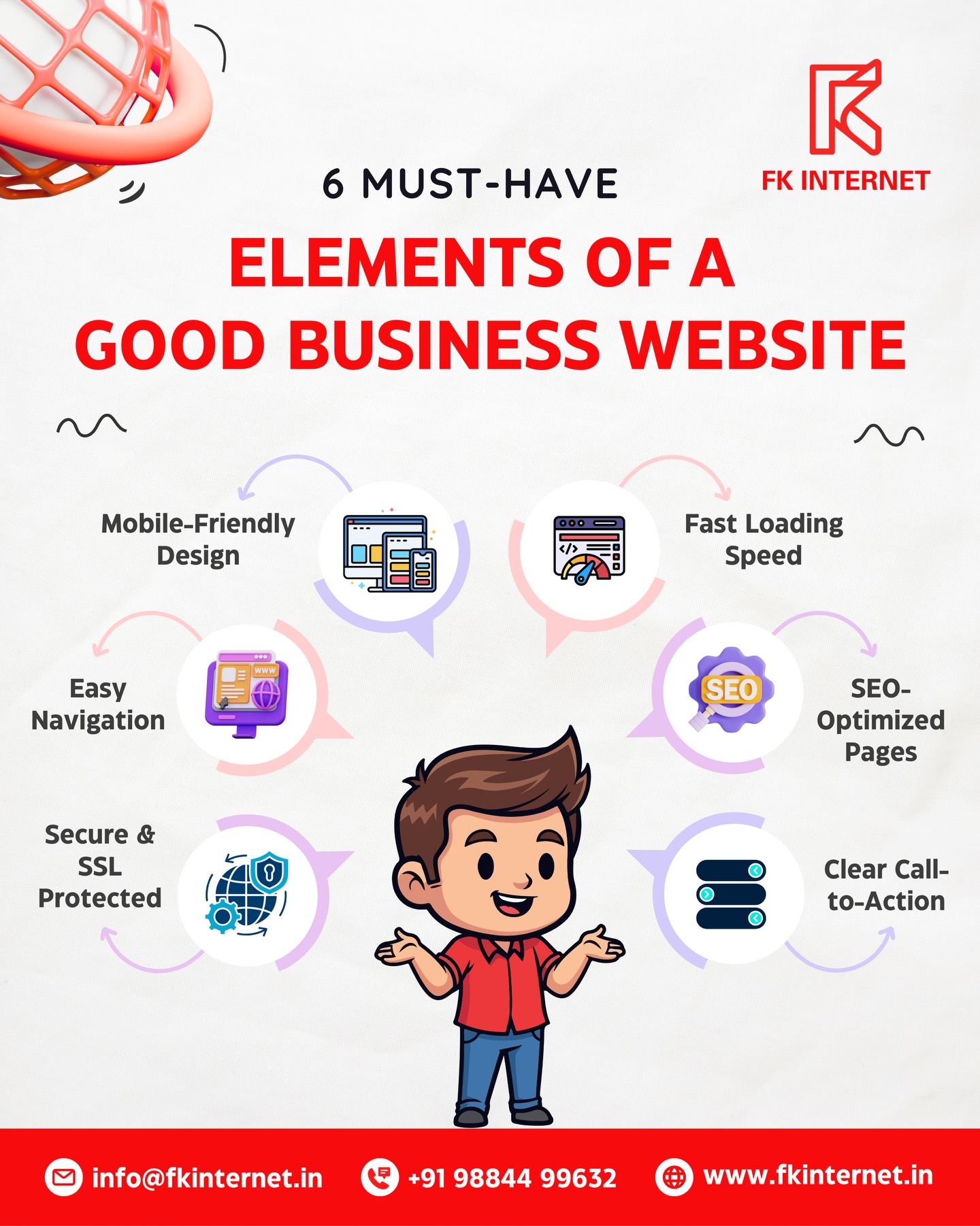 A great website isn’t about looks alone — it’s about performance, trust, and results 🌐✨
Here are 6 must-have elements every business website should include to attract customers and grow online 🚀👇
📱 Mobile-friendly design
⚡ Fast loading speed
🧭 Easy navigation
🔐 Secure & SSL protected
🔍 SEO-optimized pages
👉 Clear call-to-action
At FK Internet, we build websites that don’t just look good — they work for your business 💼💡
Whether you run a local shop, service business, e-commerce brand, or a startup, your website deserves to be powerful, professional, and built to convert.
💬 Want a modern, high-performing website?
DM us or WhatsApp +91 98844 99632 to get started!
🔗 www.fkinternet.in
#fkinternet #websitedesign #webdesignagency #smallbusinesswebsite #businessgrowth #websitetips #digitalpresence #webdesignerindia #websitemusthaves #seooptimized #responsivedesign #brandwebsite #professionalwebsite #onlinebusinessindia #uiuxdesign #websolutions #webdevelopmentindia #designthatconverts #marketingtip #businessownerindia
