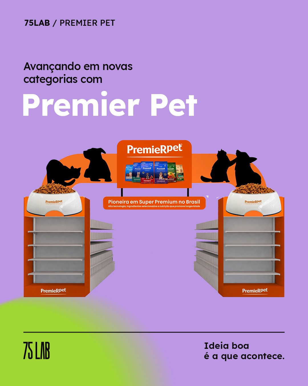 Pet é uma categoria que envolve maior emoção, mas pode ter seu processo de decisão mais dificultado: tipos, portes, idades, funções… e um dos principais fatores: marca.
No trabalho com Premier Pet, o foco da 75lab foi simples:
• organizar a gôndola a partir da visão do tutor, levando em conta também o comportamento da indústria;
• usar comunicação de prateleira para gerar brand awareness;
• criar blocos visuais que facilitam a comparação.
Tornar a gôndola em uma ferramenta de escolha faz com que o shopper perca menos tempo e se sinta mais seguro. Com isso, a marca ganha relevância real no processo de decisão.
#75lab #TradeMarketing #GestãoDeCategoria #Gôndola #PremierPet #Varejo"