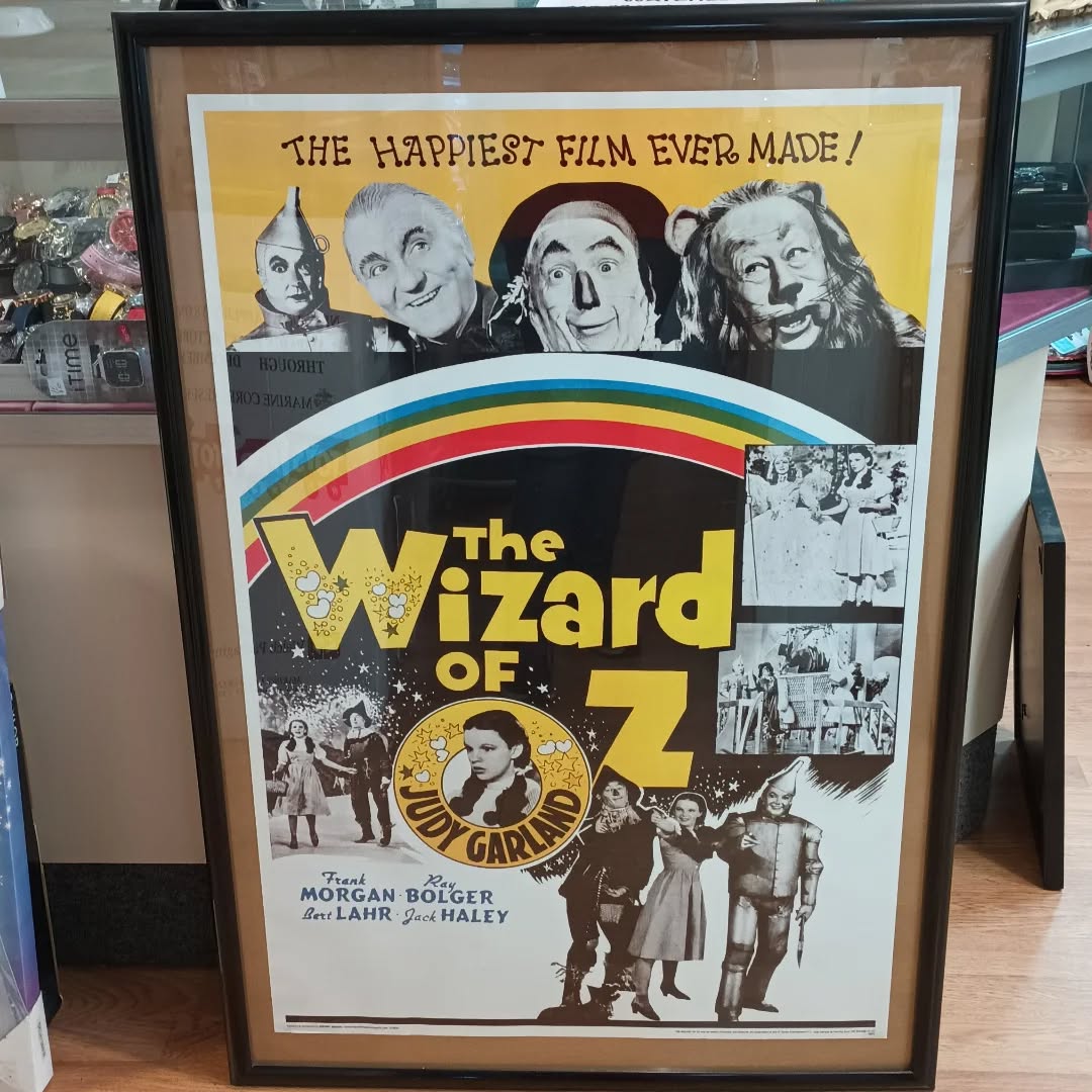 Framed Wizard of Oz poster $74.99! Perfect gift for your Oz fan! Open today (Wed) until 5pm, Fri 9-5 and Sat 10-3. Lots of vendor sales!!!
