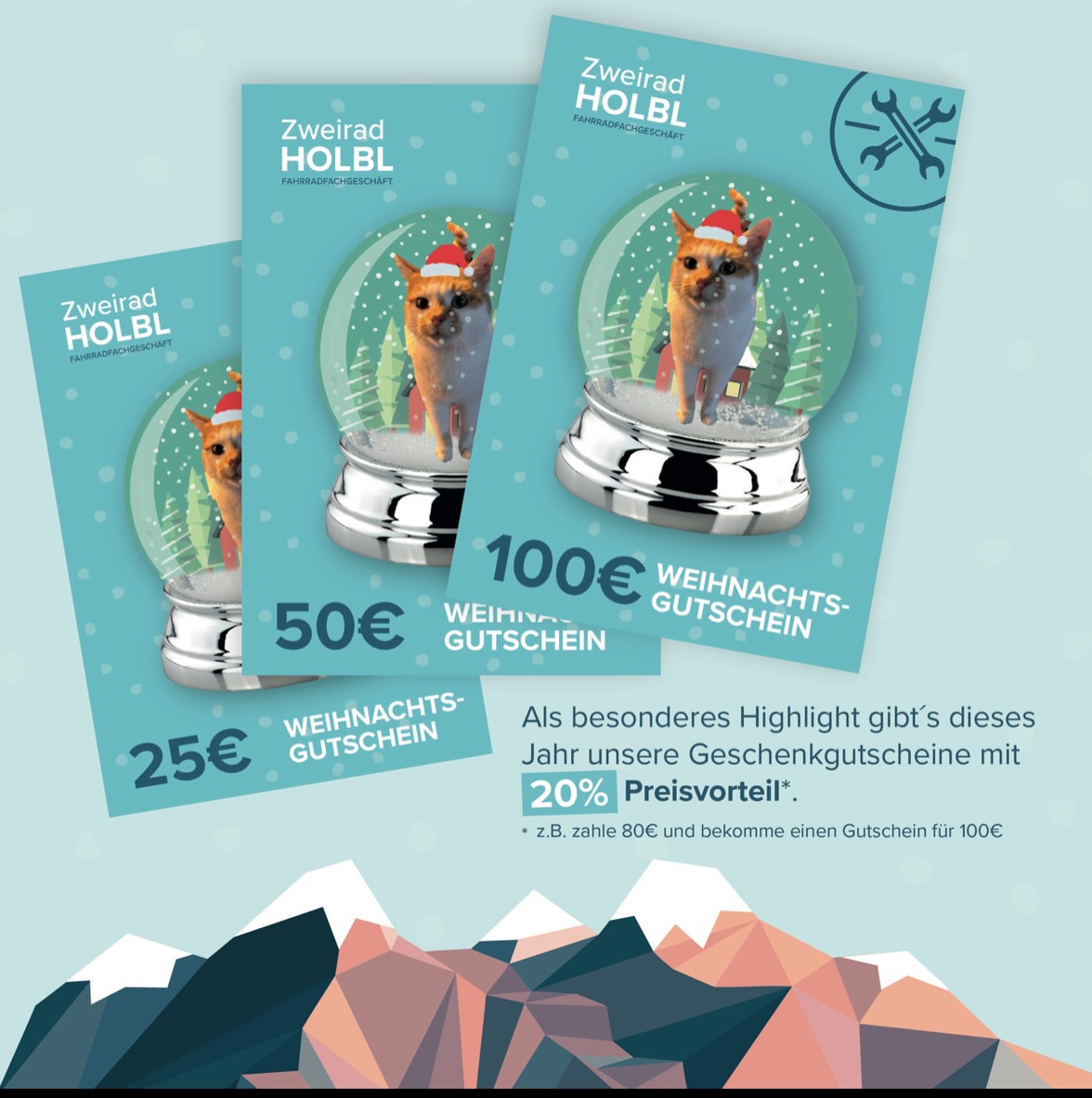 Bietzi-Gutschein – das perfekte Weihnachtsgeschenk! 🎄🐱
Unser beliebtester Weihnachtsgutschein ist wieder da –
mit Bietzi in der Schneekugel ❄️✨
Und das Beste:
💥 Du sparst IMMER 20 %!
➡️ Zahle 80 € – bekomme 100 € Gutscheinwert.
➡️ Zahle 40 € – bekomme 50 € Gutscheinwert.
➡️ Zahle 20 € – bekomme 25 € Gutscheinwert.
…und so weiter – jeder Betrag lohnt sich!
Perfekt für:
🚴♂️ Service
🔧 Reparaturen
⚙️ E-Bike Diagnose
🛒 Zubehör & Teile
…und alles rund ums Fahrrad!
Erhältlich in 25 €, 50 €, 100 € oder als Wunschbetrag 🎁
👉 Hol dir deinen Bietzi-Gutschein im Laden oder per DM! Der Gutschein kann auch jederzeit versendet werden. 😻
#zweiradholbl #bietzi #weihnachtsgutschein #fahrradliebe #taufkirchenvils
#dorfen #vilsbiburg #veldenvils #schwindegg #buchbach #landshut #erding #sanktwolfgang
#radlliebe #bikeService #geschenkidee #weihnachten2024 #sparen #miagfreinunsaufeich #🐈