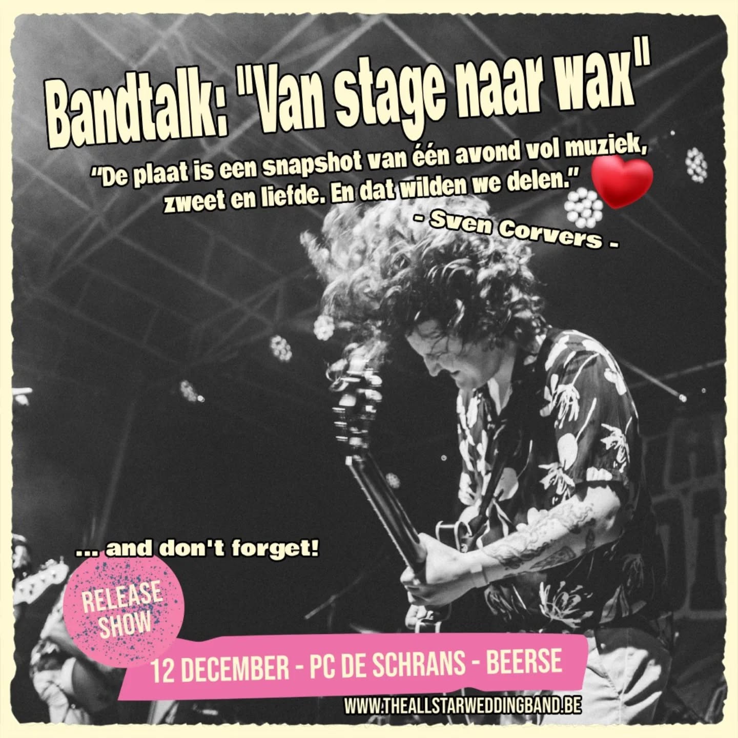 โค๏ธ Naast confetti delen we ook veel liefde โค๏ธ
12 dec @ BEERSE - De Schrans
๐ซ Ticketten ๐ซ
https://shop.paylogic.com/359b6fbc77b548598e1d915f58dff0c8/