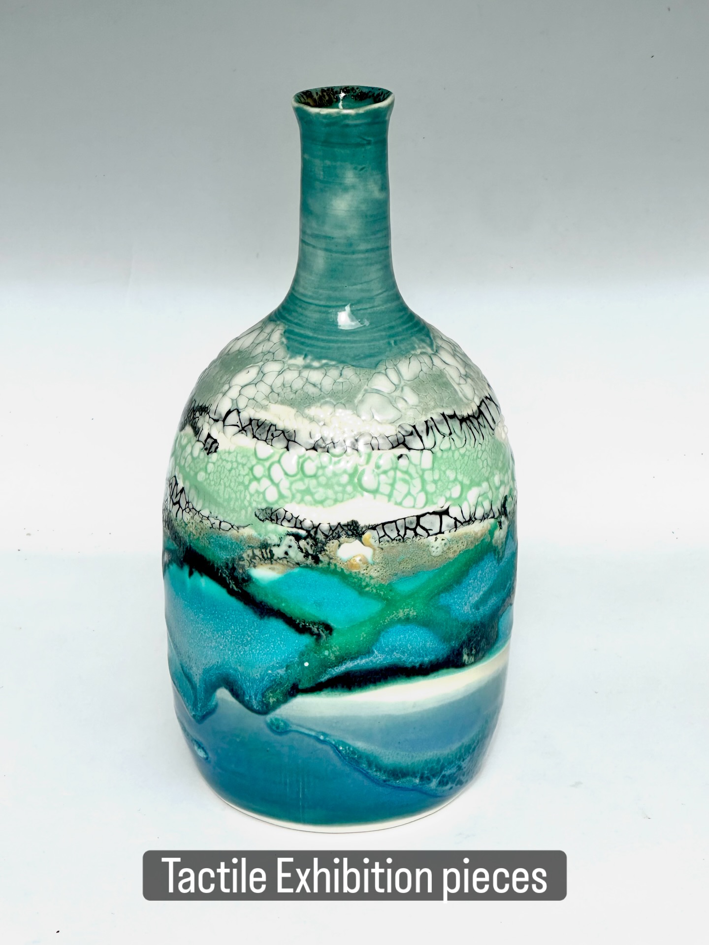 Hope you can come along to the opening on Friday to the wonderful exhibition organised and curated by @valleypottersinc at Ladder Art Space in Kew @ladderartspace . It’s a collection of ceramic pieces by many of my talented colleagues at Valley Potters members, some of whom I have tagged below. The pieces I have chosen form part of my “Oceans Interrupted” series inspired by my daily beach walks with my dog and my growing worry about climate change. The ocean is this wild mix of power and delicacy, and it reminds me every day how much it is affected by us. The forms in this series are simple and earthy, but the surfaces and colours are where I tell the real story. Layers of blues and greens echo ocean movement and depth; sharp blacks that hint at oil spills; and white crawling glazes that crack like melting ice caps. It’s my way of exploring the tension between the ocean’s beauty and its vulnerability, and reflecting on our complicated, often damaging relationship with the natural world. #oneoffpottery #oneoffpots #oceansinterrupted #sustainablepottery #pottersforclimate #tactileexhibition #contemporaryceramics #contemporaryceramicart #valleypottersinc #melbourneceramics #ceramicvases #exhibitionsmelbourne @bernadette_skinner_ @jillandersonceramics @hanmade_pots @hlmpottery