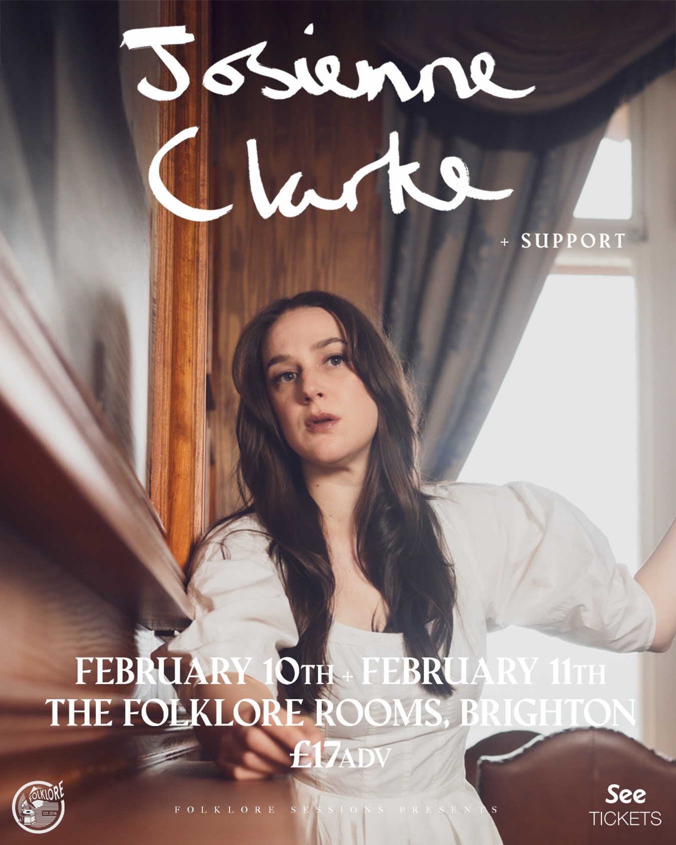 📣 NEW SHOW ANNOUNCEMENT 📣
Josienne Clarke (@josienneclarke) + Support
February 10th | The Folklore Rooms
£17adv | 18+
Indie-folk singer, songwriter, guitarist and producer Josienne Clarke is often said to draw on traditional British folk inspirations, but is a thoroughly modern, multifaceted artist who follows her own compass.
She has extensive touring experience having been a Rough Trade-signed, Radio 2 Folk Award-winning artist - two opposing poles that neatly sum up her inability to be pigeonholed - and has also been hand-picked as main tour support for folk legend Richard Thompson and shared a stage with Robert Plant.
“Extraordinary”
Mojo
“Gently exquisite”
The Observer
“Sings like a haunted angel”
The Financial Times
“Indie-folk queen asserts her independence”
Uncut
Tickets are available via the website for both of her shows NOW 🚨
FOLKLOREx
