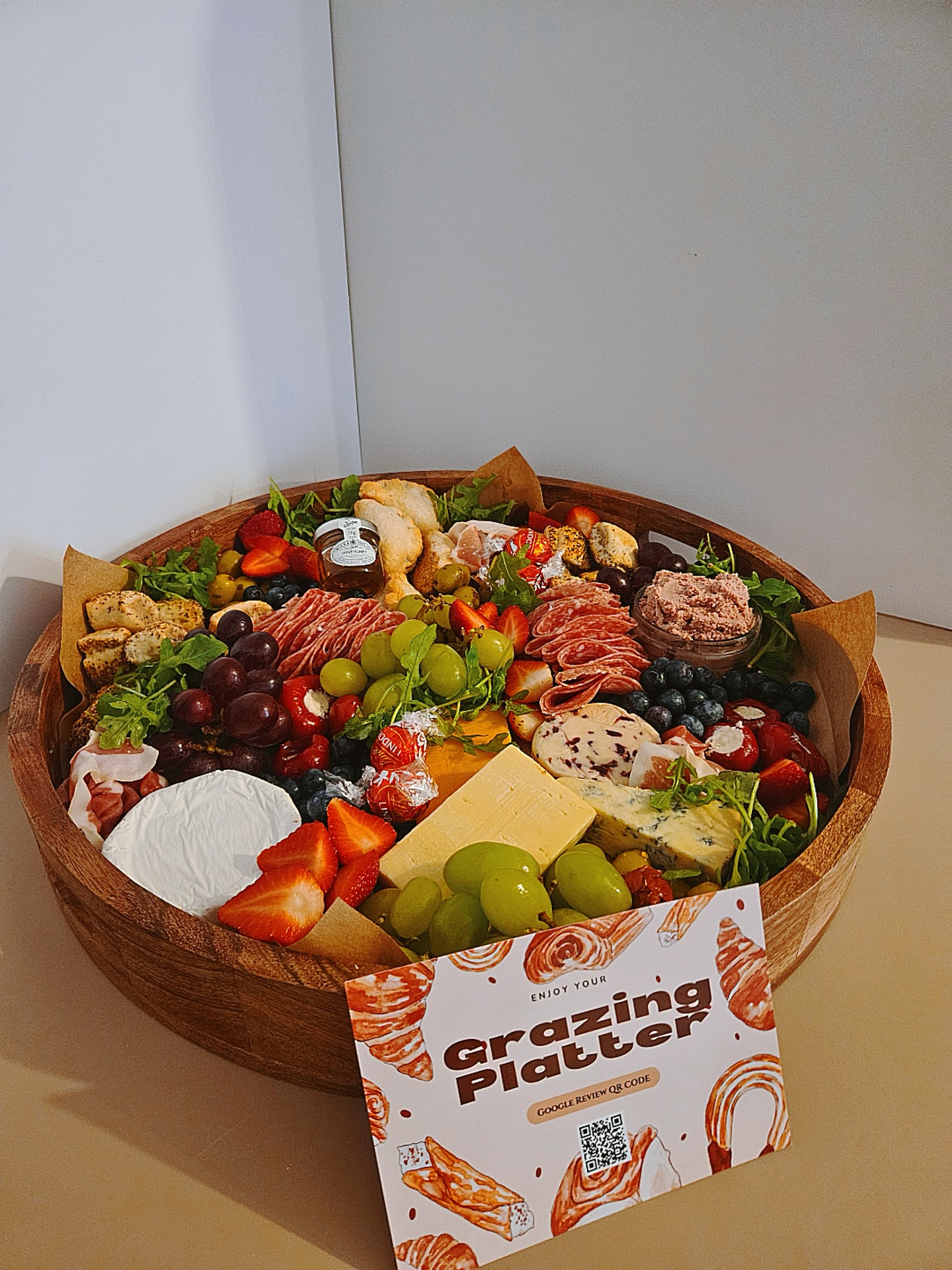 Each board and platter comes with a grazing card featuring our Google Reviews QR code for quick and easy feedback.
We are now fully booked for Christmas! 🎄
We’re open for new year enquiries:
📧 bookings@plattersandboards.co.uk
