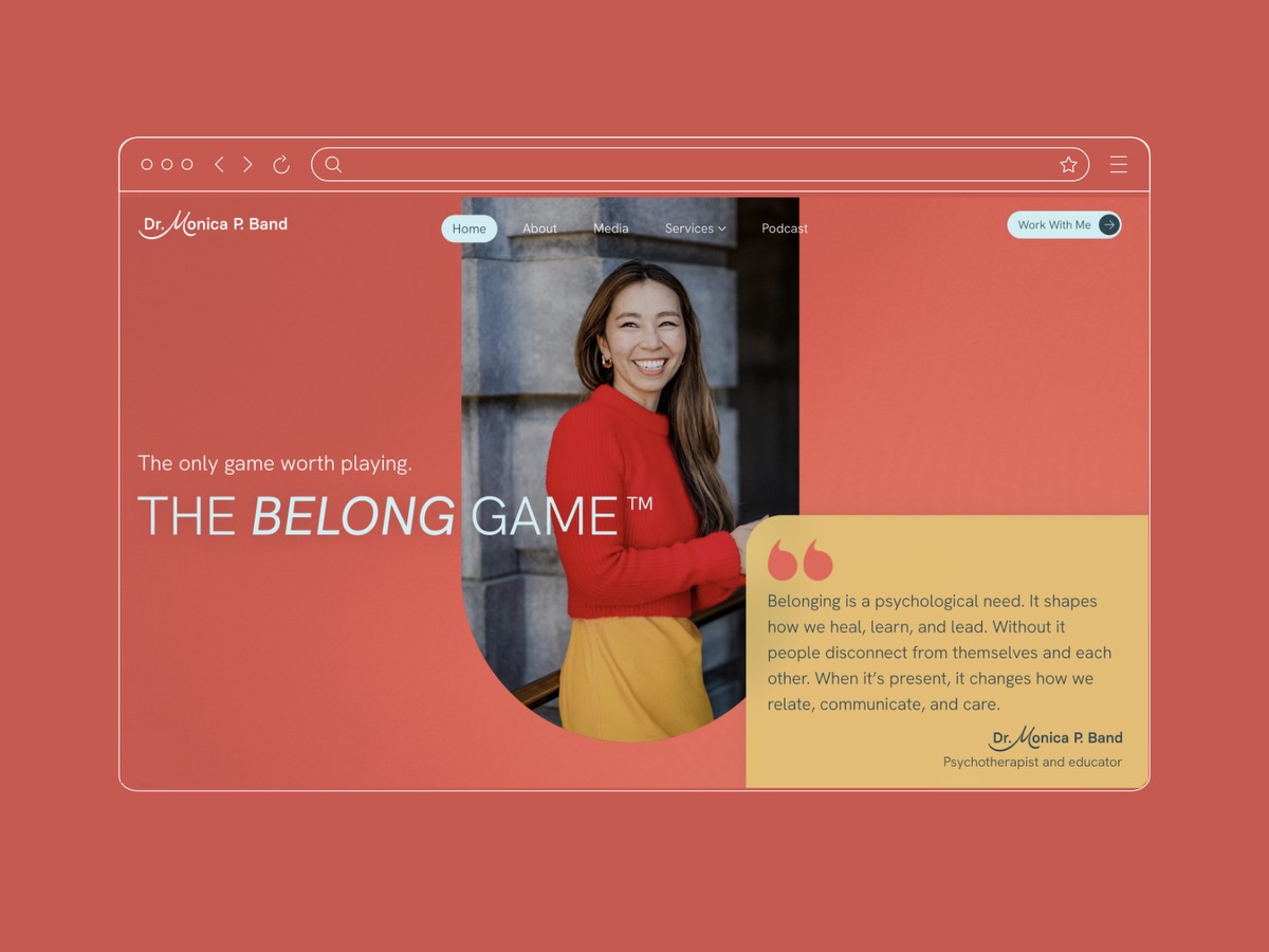 For the past couple of months, every Thursday morning in Brisbane and Wednesday evening in Washington DC, we’d jump on a call — sharing ideas, aligning and refining messages, shaping something meaningful together. And just before the New Year, we launched it! A new brand and a brand new website :) for an incredible human, Dr. Monica P. Band.
From our first discovery session it was clear: belonging isn’t just a part of her work... it is the work. It’s the heartbeat of everything she does. My role was to ensure her brand truly reflected that truth.
And that’s exactly why the “M” in her name dares to be different — a little rebellious, yet completely part of the word. It represents the simple but powerful idea: being different is not just accepted, it’s celebrated. Our individuality makes the collective stronger.
The brand promise, The Belong Game™, builds on this concept, positioning her work at a strategic level with a thoughtful approach to fostering belonging.
And her new website - a home for her knowledge: publications, interviews, podcasts, research, and insights... all thoughtfully organised and easy to explore.
Thank you for trust, I am so glad that you are stepping into 2026 with a powerful new presence to match the impact of your work… and I’m secretly hoping everyone notices how much heart went into this brand 💛 All the best and Happy New Year :)
#brandstrategymatters #webdesigner #wixstudio #wixwebsite #wixwebsite