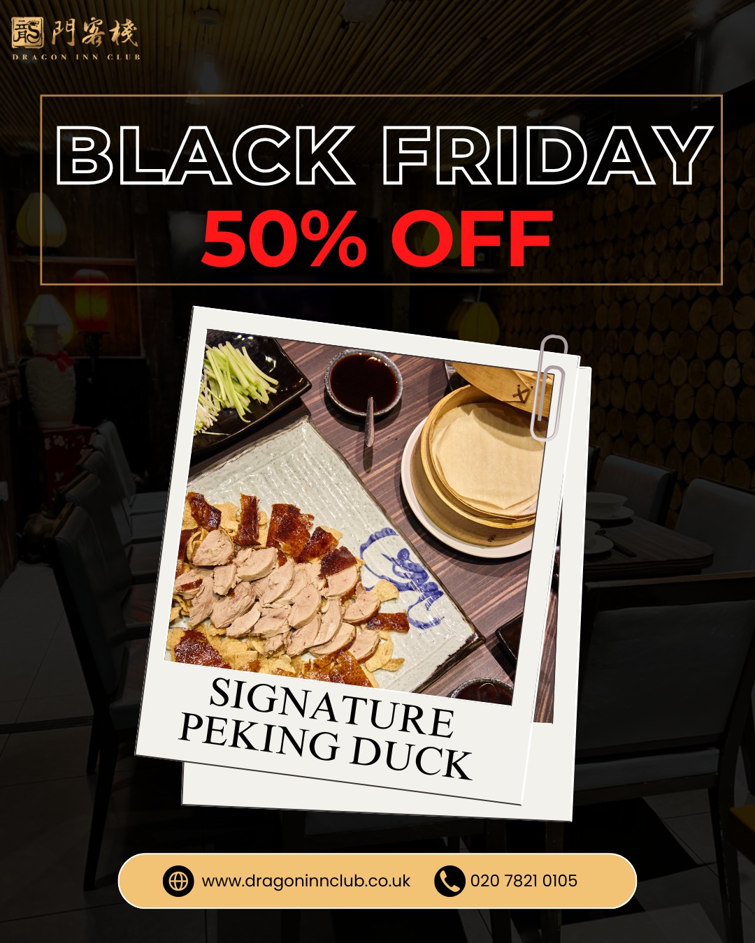 The Black Friday deal you’ve been waiting for — 50% OFF our iconic Peking Duck, dine-in only. Bring the family, bring your appetite, and dive into a tradition of rich flavour and perfect roasting. Limited time, unlimited enjoyment.
#Dragoninclub #Sichuan #Sichuanhotpot #dimsum #london #pimilco #londonvictoria #buckinghampalace #chelsea #theatres