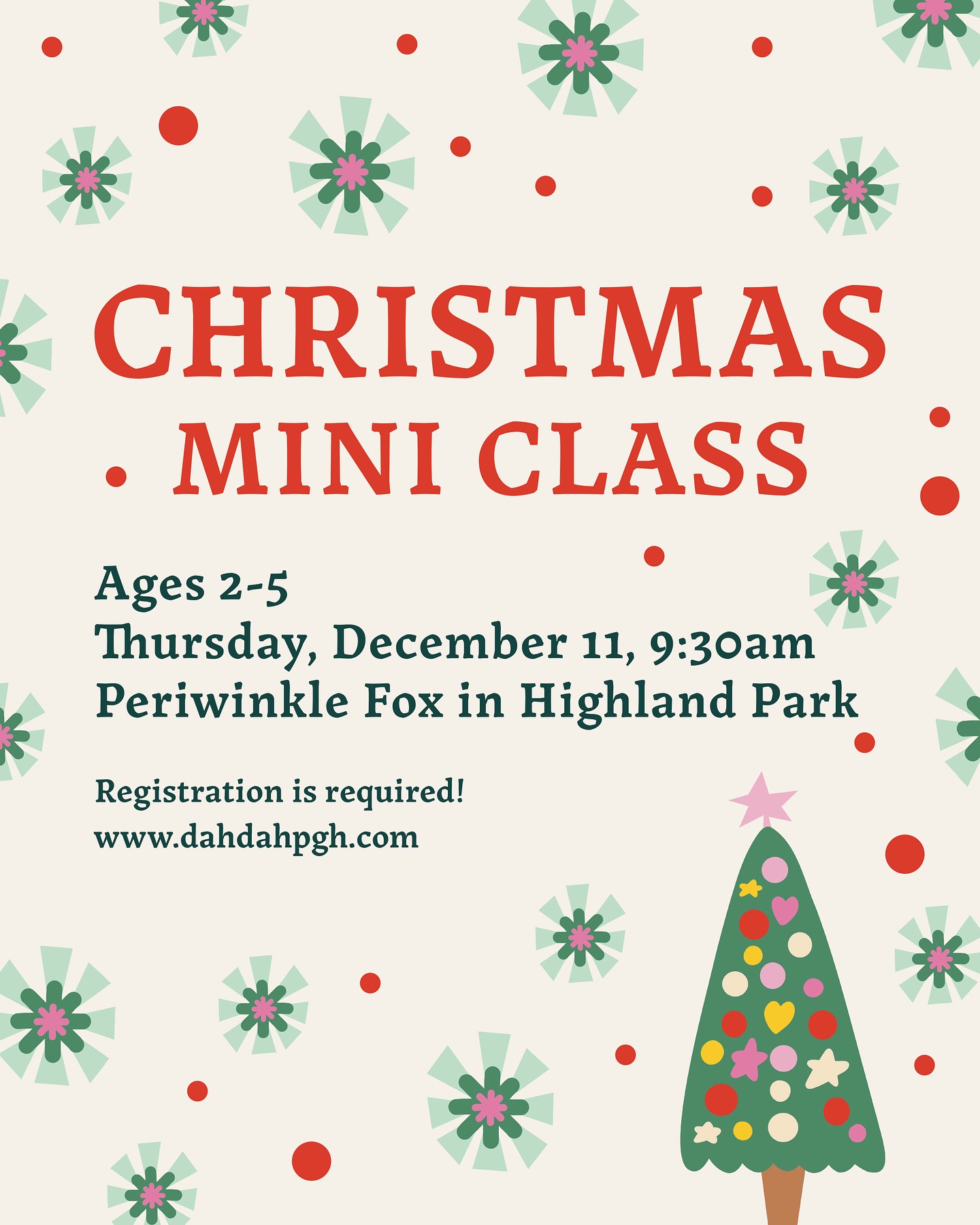 HERE WE GO! 🎄 Kicking off the season with our friends @periwinklefoxkids for a mini class on December 11 ❤️ Sign up on our website: www.dahdahpgh.com