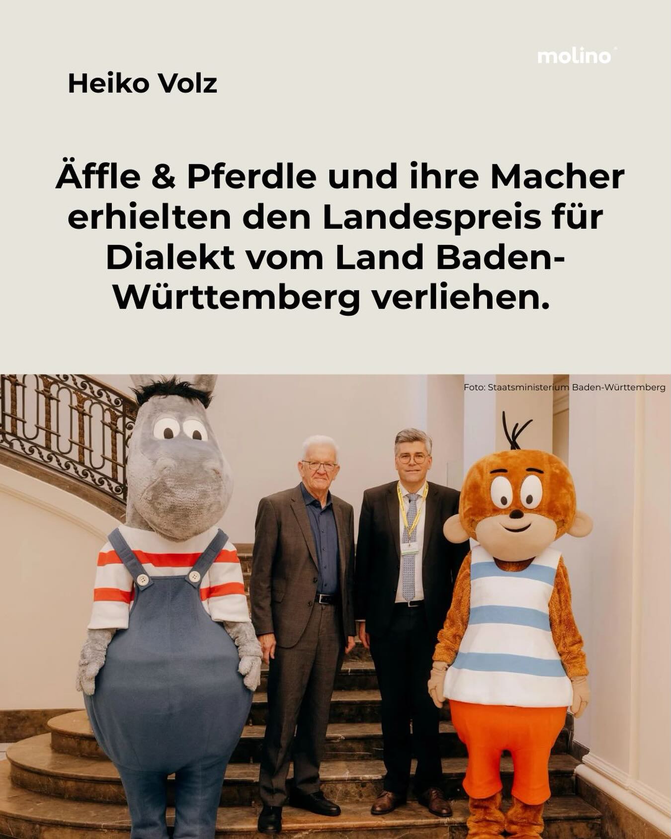 Herzlichen Glückwünsch, lieber Heiko Volz und liebes Äffle & Pferdle-Team, zum Landespreis für Dialekt des Landes Baden-Württemberg! 🎉