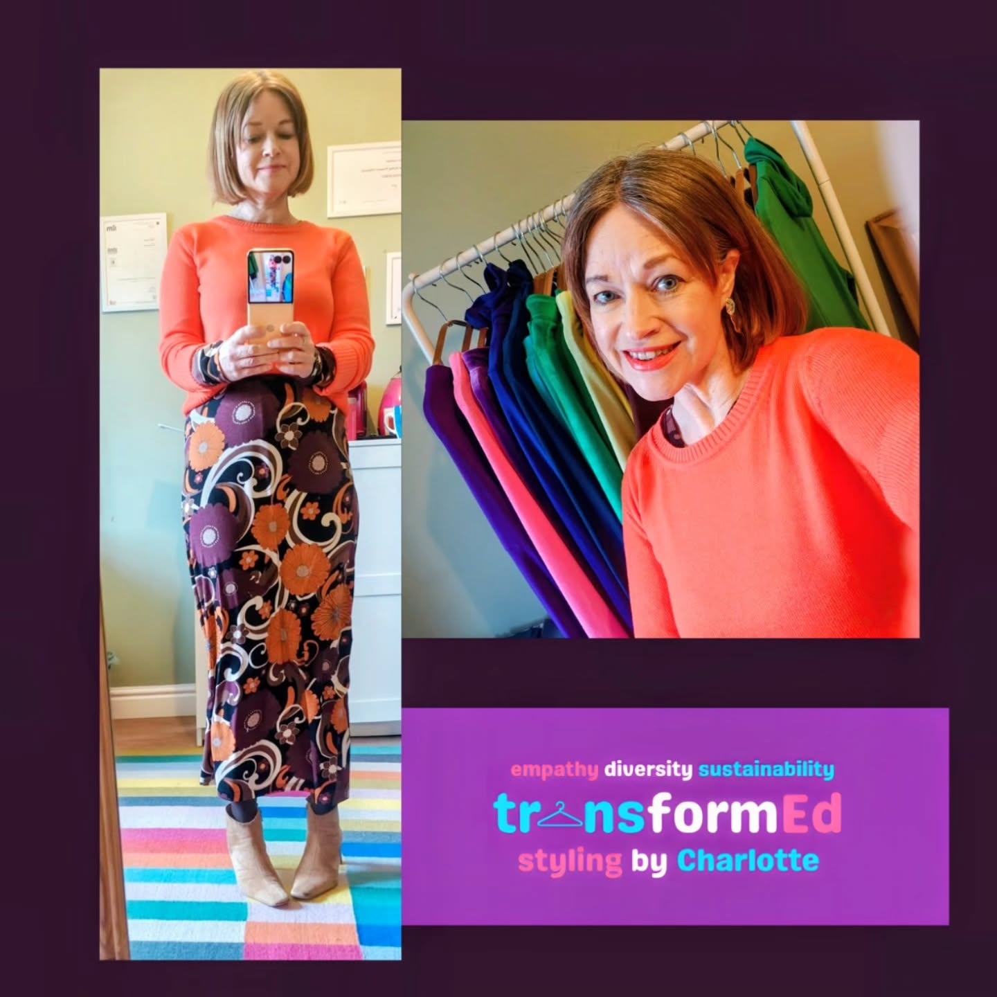 Yesterday was Day 9 of my 10x10 challenge, wearing ten items on repeat over ten days but restyling them. This was wear 3 of the retro-print dress and wear 2 of the tangerine sweater.
๐งก๐ค
Personal Styling Hull
Colour Analysis Hull
Sustainable Styling