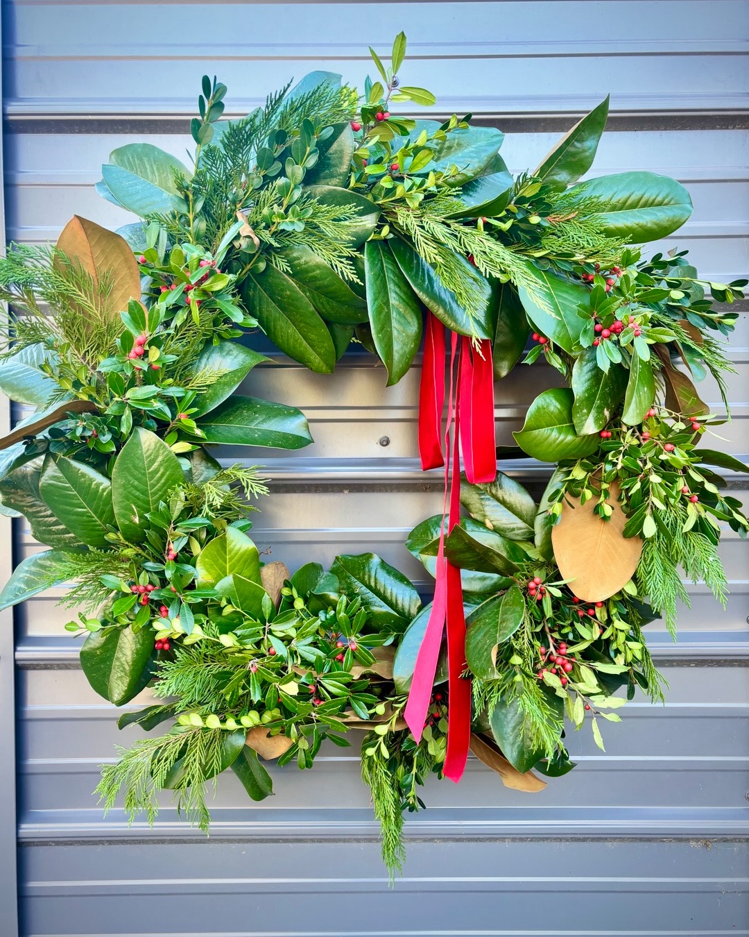 I’m building studio original wreaths today. What fun! These will be available at the Green Saturday event Saturday, Nov 29 from 10-3. Hope you can join us!