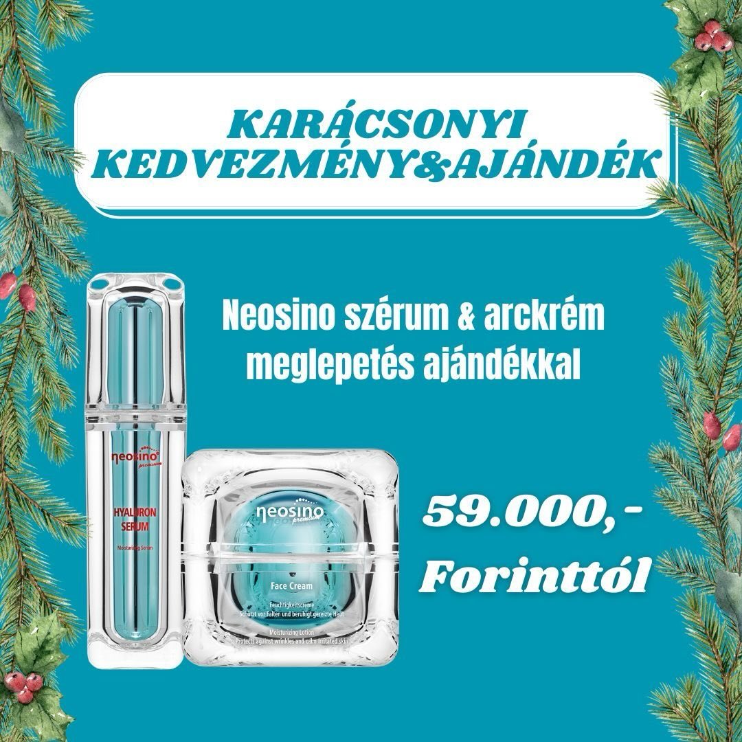 🎄 Karácsonyi Kedvezmény & Ajándék 🎁
Lepd meg magad vagy szeretted bőrét a Neosino luxus arcápoló csomagjával!
✨ Neosino szérum & arckrém
• különleges meglepetés ajándék minden csomaghoz!
💎 A hidratált, ragyogó és feszes bőr élménye most 59.000 Ft-tól elérhető.
🎁 Limitált karácsonyi ajánlat — amíg a készlet tart!
@fashionbeauty_szepsegszalon @melindapoznik @neosino.official @neosino.at