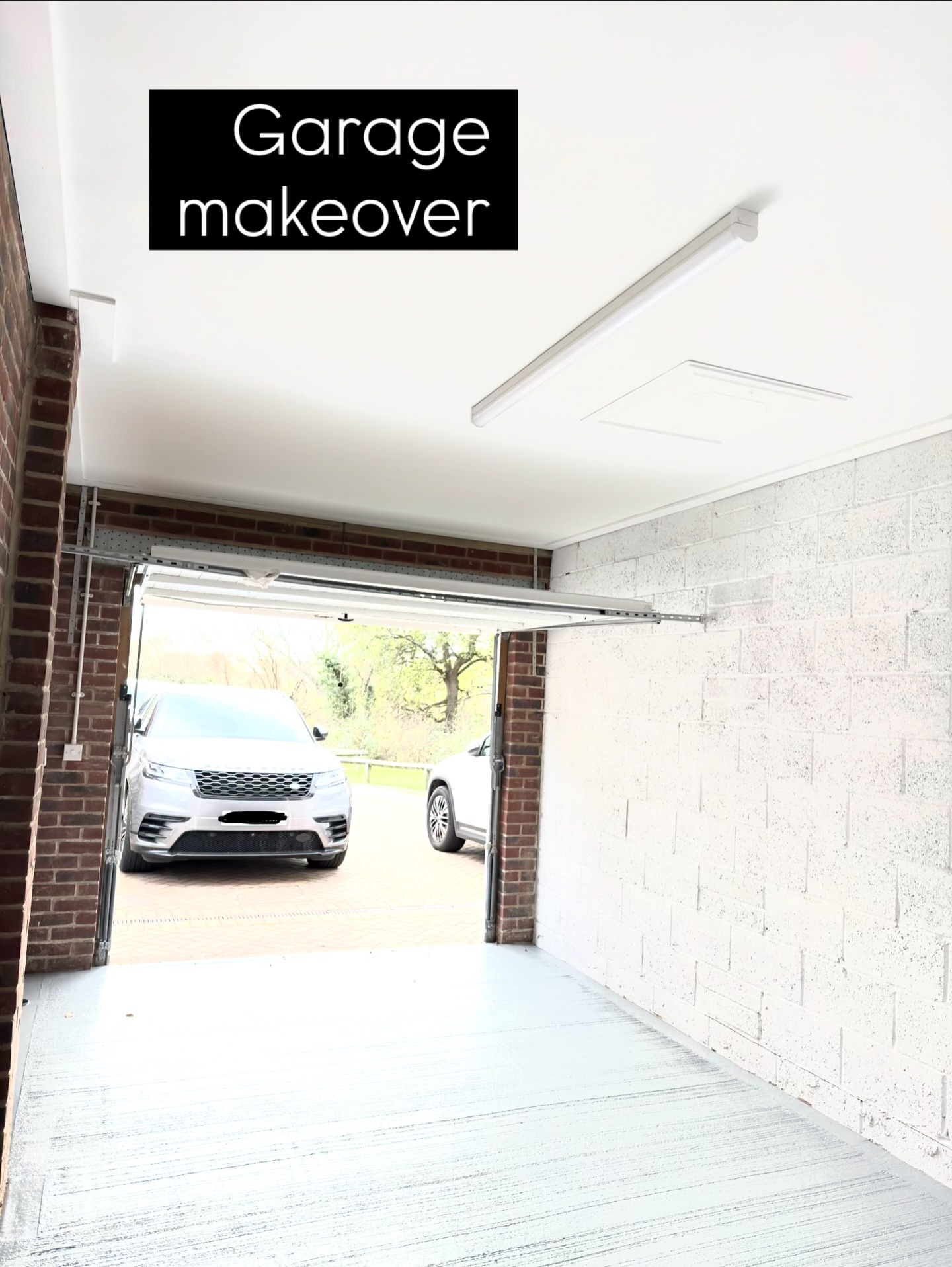 We have completed this small garage makeover to reduce dust coming in allow for easier cleaning. A new ceiling was installed along with a loft hatch and we painted the rough breeze block wall and cement floor. Garage door seals have also been installed to reduce ingress of dust and leaves etc. #garageconversion #homemakeover #homerepairs