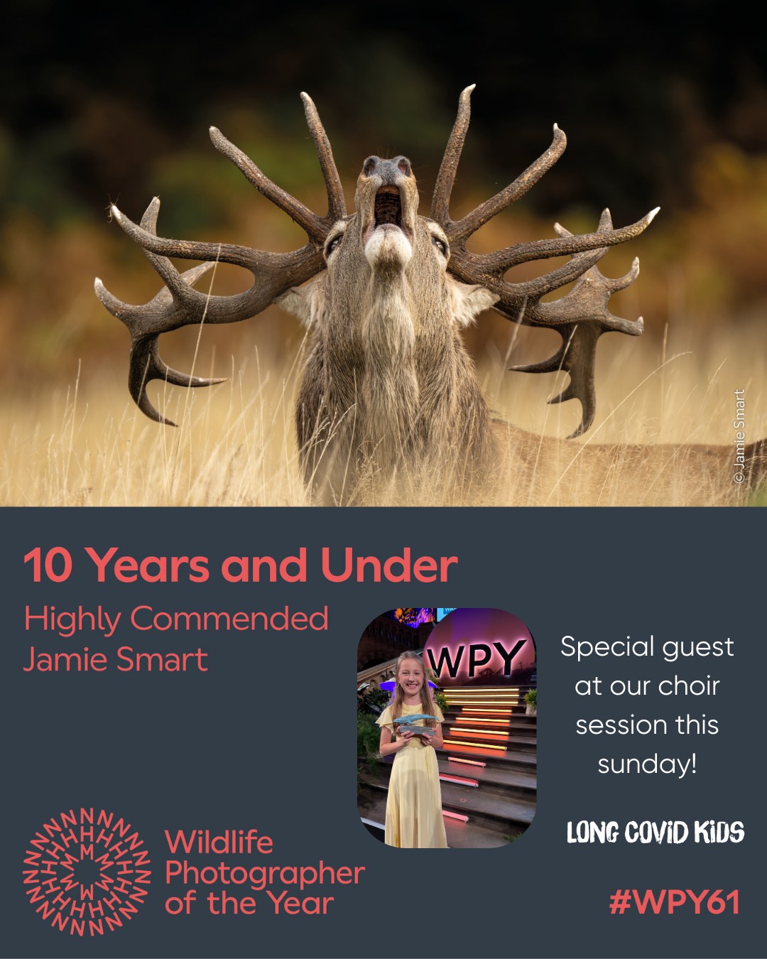 LCK Choir is excited to welcome 10 year old Jamie Smart as a guest speaker this Sunday.
Jamie will be sharing her amazing experiences as a wildlife photographer and answering questions from those attending the session.
Jamie’s talk will last approximately 15 minutes. The rest of the session will be inspired by wildlife and nature including breathing exercises, vocal warm ups and of course singing 🎶
We welcome all children and young people with Long Covid to come along. Please also bring your family members!
Please note that this event is on zoom so can be enjoyed from the comfort of your home.
Booking is easy via our website- link in bio. Sessions are £5 per household but we do offer discount codes.
lckchoir50 for 50% off
lckchoir100 for 100% off
Date: Sunday 30th November 2025 at 5pm UK time.
We cant wait to see you there!
#LongCovidKids #LongCovid #Choir #ChoirMusic #KidsChoir #photographer #wildlifephotographer @eagle_eyed_grl @merelsmusicroom