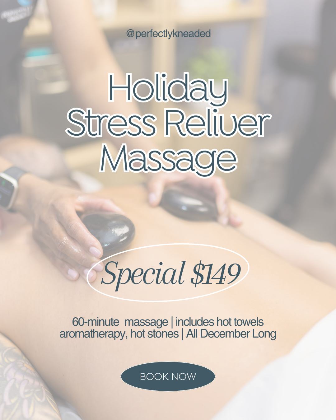 Come in for our HOLIDAY STRESS RELIEVER! Receive a 60min massage with aromatherapy, hot stones & warm towels for $149 (reg. $189) for all of December! 🤍
Book this service online directly from our website 📲 perfectlykneaded.com!
❕May be booked as a couples massage. Not combinable w/ membership or other offers. Gift certificates valid for 2 years. Exclusions may apply.
#perfectlykneadedmassage #perfectlykneaded #bergencountymassagetherapist #ridgewoodmassage #bergencountymoms #bergencountybusiness #bergencountybiz #ridgewoodnj #ridgewoodmoms #ridgewoodnewjersey
#zenstudio #therapudicmassage #massagetherapy