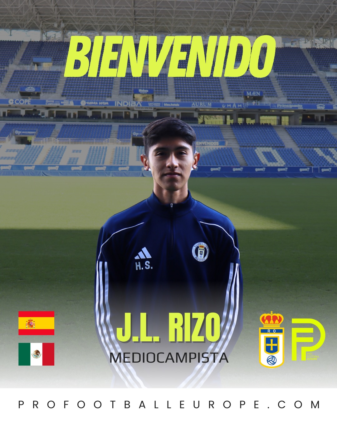 🇲🇽 Bienvenido 𝐉𝐨𝐬𝐞 𝐋𝐮𝐢𝐬 🇪🇸
⚽️ Damos la bienvenida a Jose Luis Rizo, mediocampista mexicano que se encuentra entrenando en España con el 𝐑𝐞𝐚𝐥 𝐎𝐯𝐢𝐞𝐝𝐨 Academia Internacional 🔵
🫱🏻🫲🏼 De la mano de 𝐏𝐫𝐨𝐅𝐨𝐨𝐭𝐛𝐚𝐥𝐥𝐄𝐮𝐫𝐨𝐩𝐞 el jugador jalisciense es resultado del gran trabajo realizado por nuestro 𝐂𝐡𝐢𝐞𝐟 𝐒𝐜𝐨𝐮𝐭 @ricardo_calvillo.10 🙌🏻
¡Rompela, crack!
#ProFootballEurope #RealOviedo