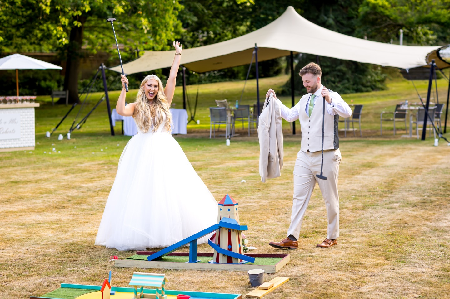 Couple Spotlight 💫
Charlotte & Harry 💕
Charlotte & Harry enjoyed fun and games at their beautiful wedding @rowhillgrangeweddingsandevents with outdoor entertainment including our Crazy Golf, Hoopla, and Tin Can Alley accompanied by a vintage ice cream truck and cocktail bar🍸. It was one of the hottest days of 2025 so all the guests were enjoying the sun ⛳️☀️!
Here’s what the happy couple had to say about us 💕
“They were fantastic from start to finish with being flexible and on the day set up and take down was seamless. I didn’t have to worry about a thing and guests loved the games as an extra bit of entertainment! Me and my husband also loved the games and we got some great photos of us playing mini golf and hoopla! Would definitely recommend!”
Thank you so much Charlotte & Harry for choosing us to be part of your special day ✨
📸 by the very talented @natalielemarephotography