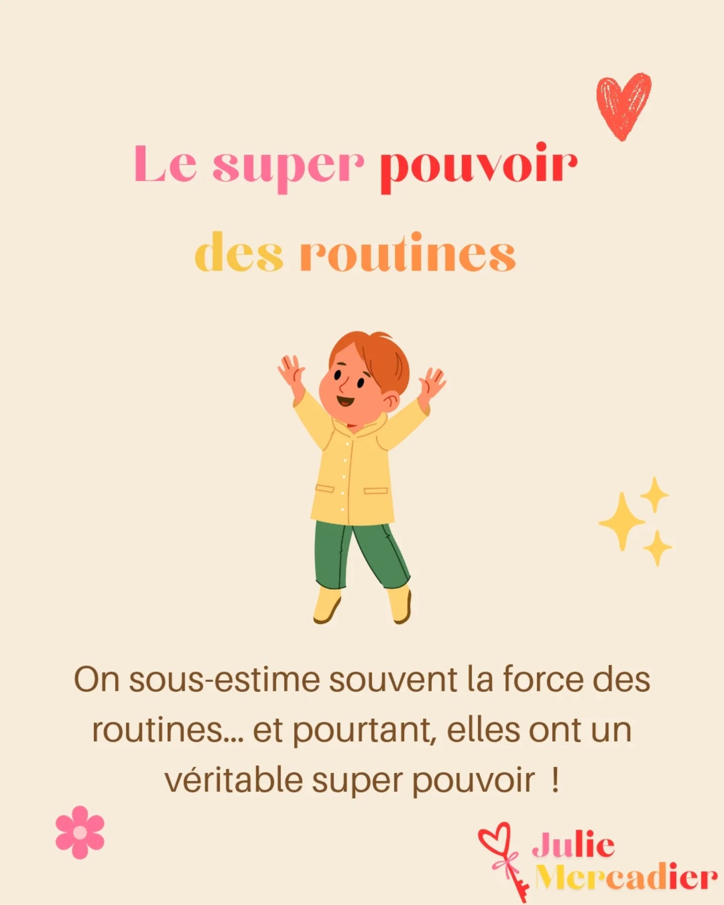 ✨Le super pouvoir des routines avec ton enfant✨
Elles sécurisent, elles apaisent, elles réduisent la frustration, elles aident à se repérer dans le temps. Elles peuvent vraiment t'aider à trouver un apaisement à la maison.
-
N'hésite pas à me contacter :
📍 Saint-Médard-en-Jalles et alentours à domicile
📧 juliemercadier.parentalite@gmail.com
📞 0787222462
💻 www.juliemercadier.fr
📨 Réponse rapide en messages privés