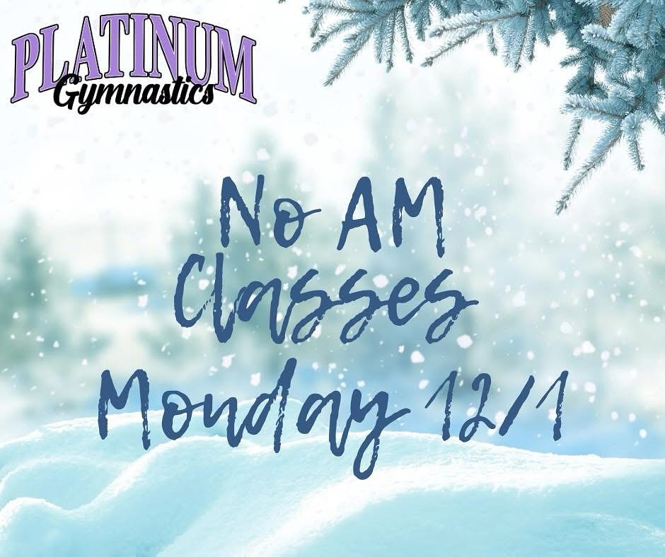 Hi families! Just a quick update — we will not have any morning classes tomorrow (12/1) due to the weather and local school delays.
Coach Robin will hold classes this Friday morning (12/5) at your normal class times instead. ❄️🩵