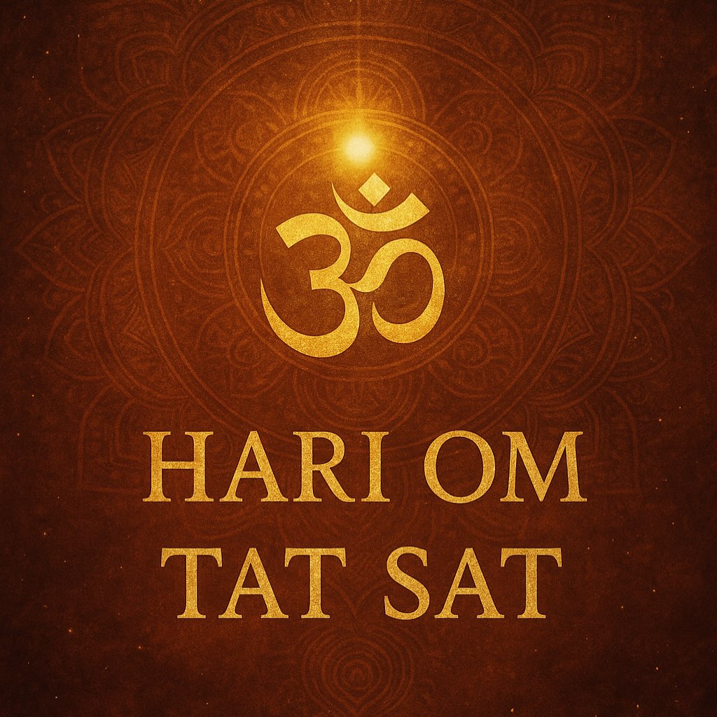 🕉️ A mantra of remembrance.
Hari — the remover of heaviness, the dissolver of obstacles.
Om — the primordial vibration that threads through all things.
Tat Sat — “that is the Truth,” the eternal, unchanging reality beneath the noise.
Together they become a frequency that clears, aligns, and anchors you back into what’s real. A breath into oneness. A softening into what you already are. 🌞✨